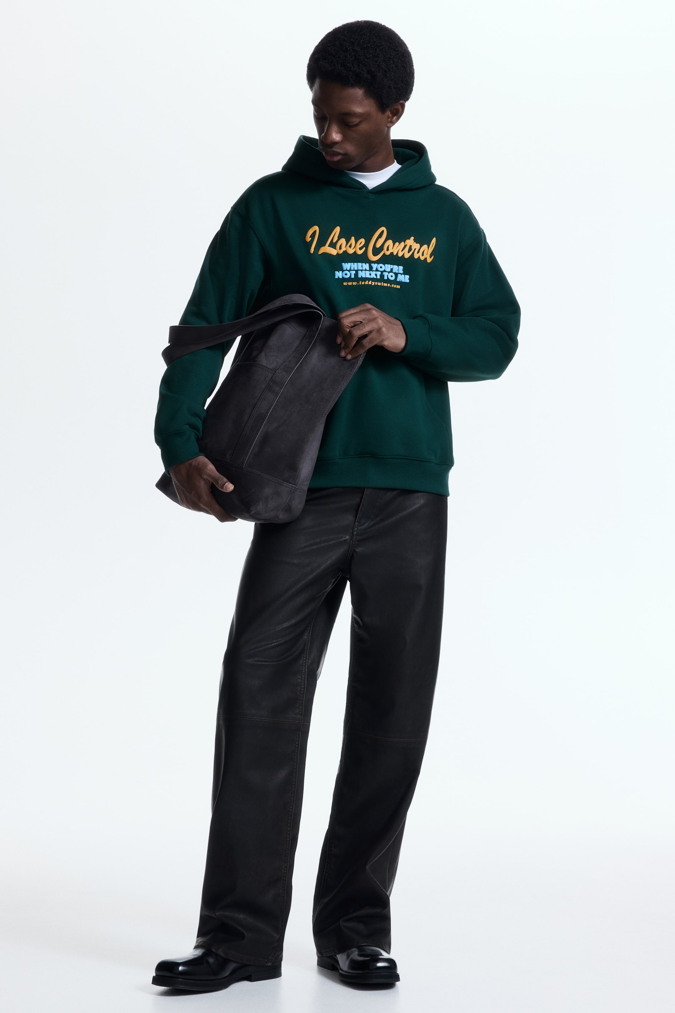 Näytä suurempi kuva: Printtihuppari Loose Fit - Tummanvihreä/I lose control - MIEHET | H&M FI 3