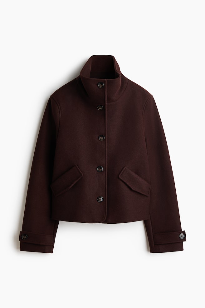 Short funnel-collar jacket - Chocolate brown/Dark mole/Dark brown - 1
