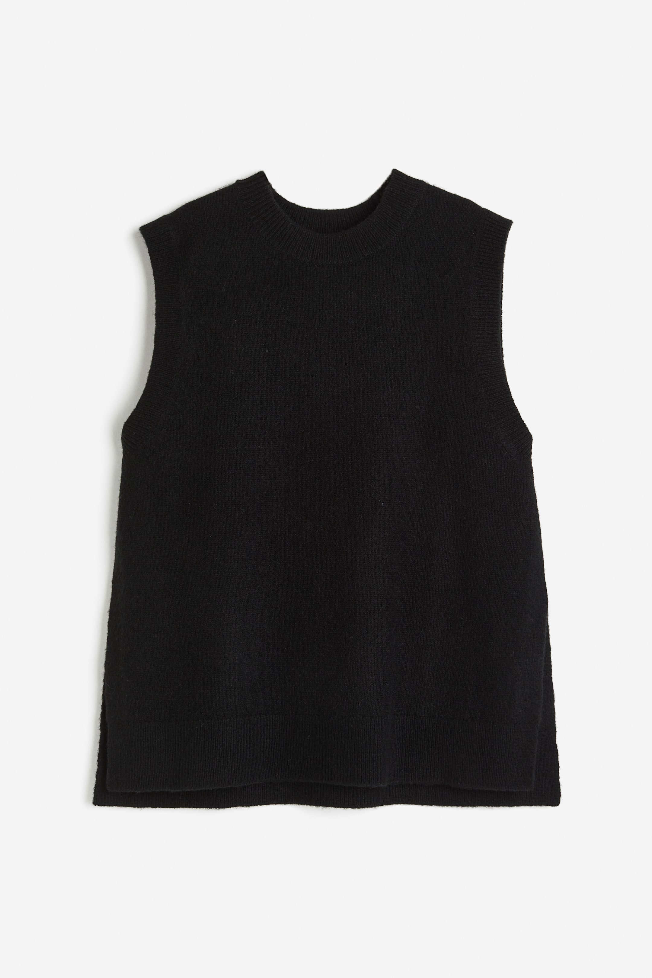 Sweater vest - Round neck - Sleeveless - Black - Ladies | H&M GB