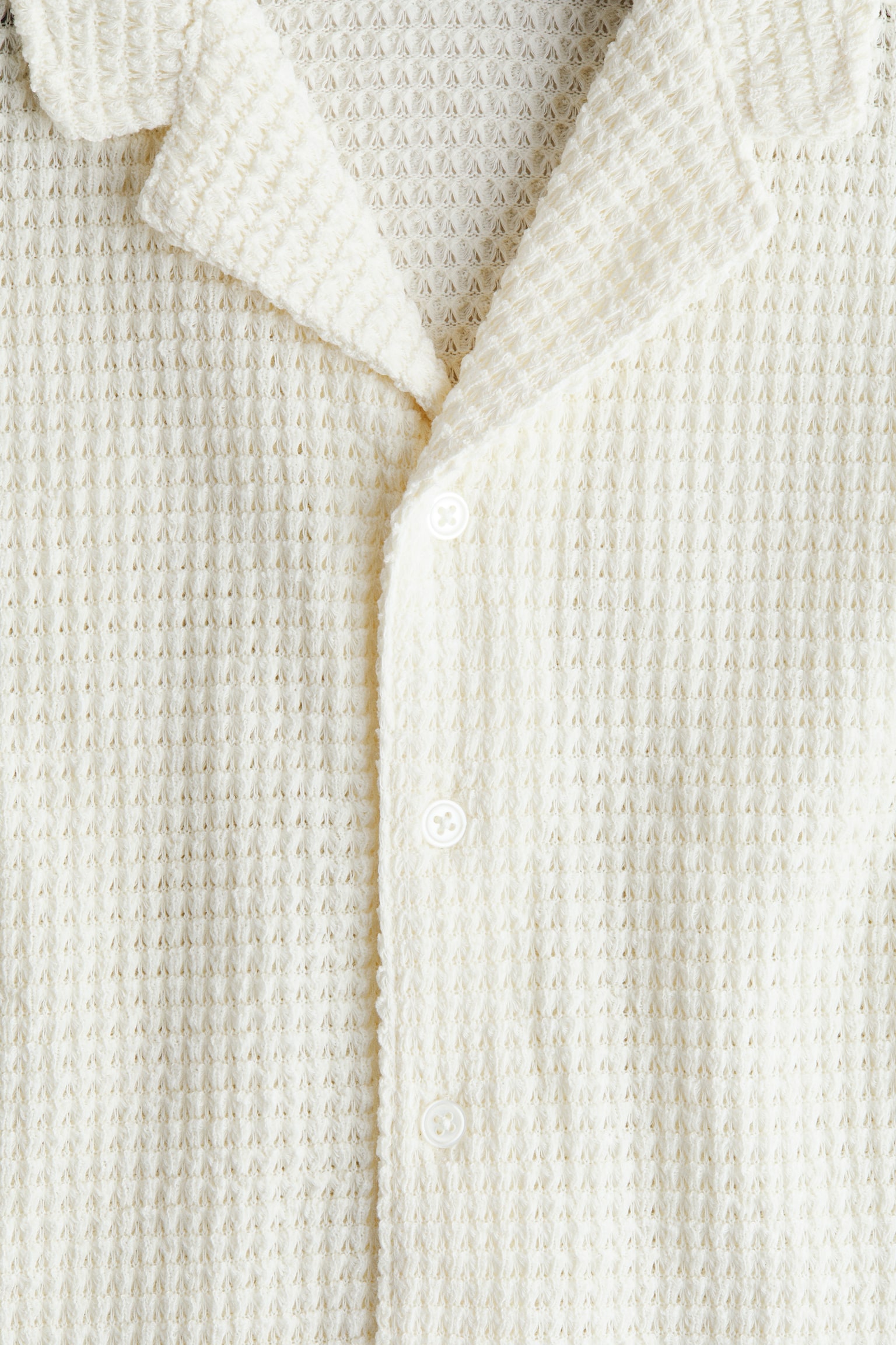 חולצת ריזורט מסריג עם טקסטורה - לבן/ירוק חאקי/כחול נייבי - 4