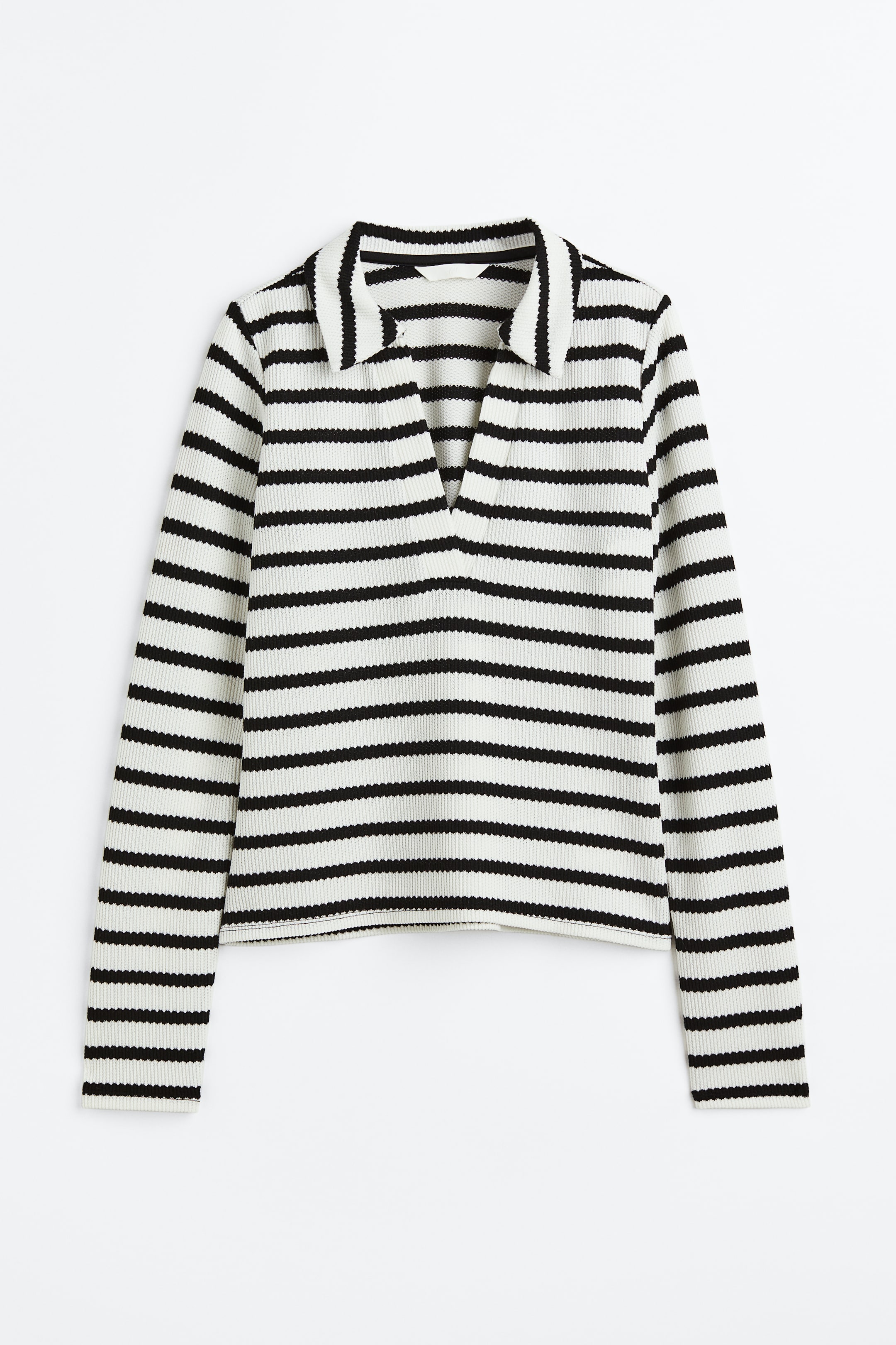 Xem ảnh lớn hơn: Áo jersey có cổ - Màu trắng/Kẻ - Ladies | H&M VN 1