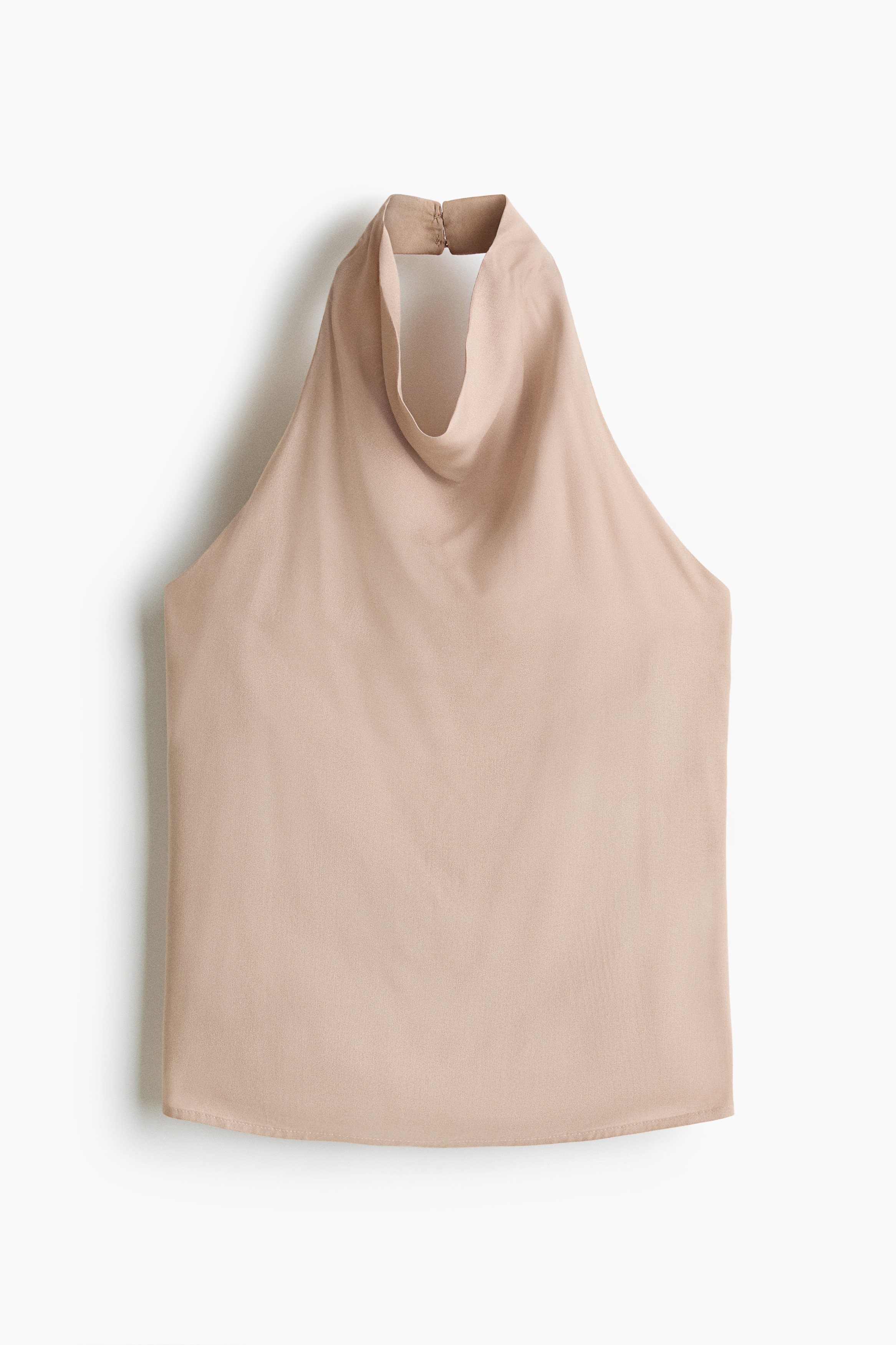 Top de viscosa con cuello halter - Beige/Negro/Lunares