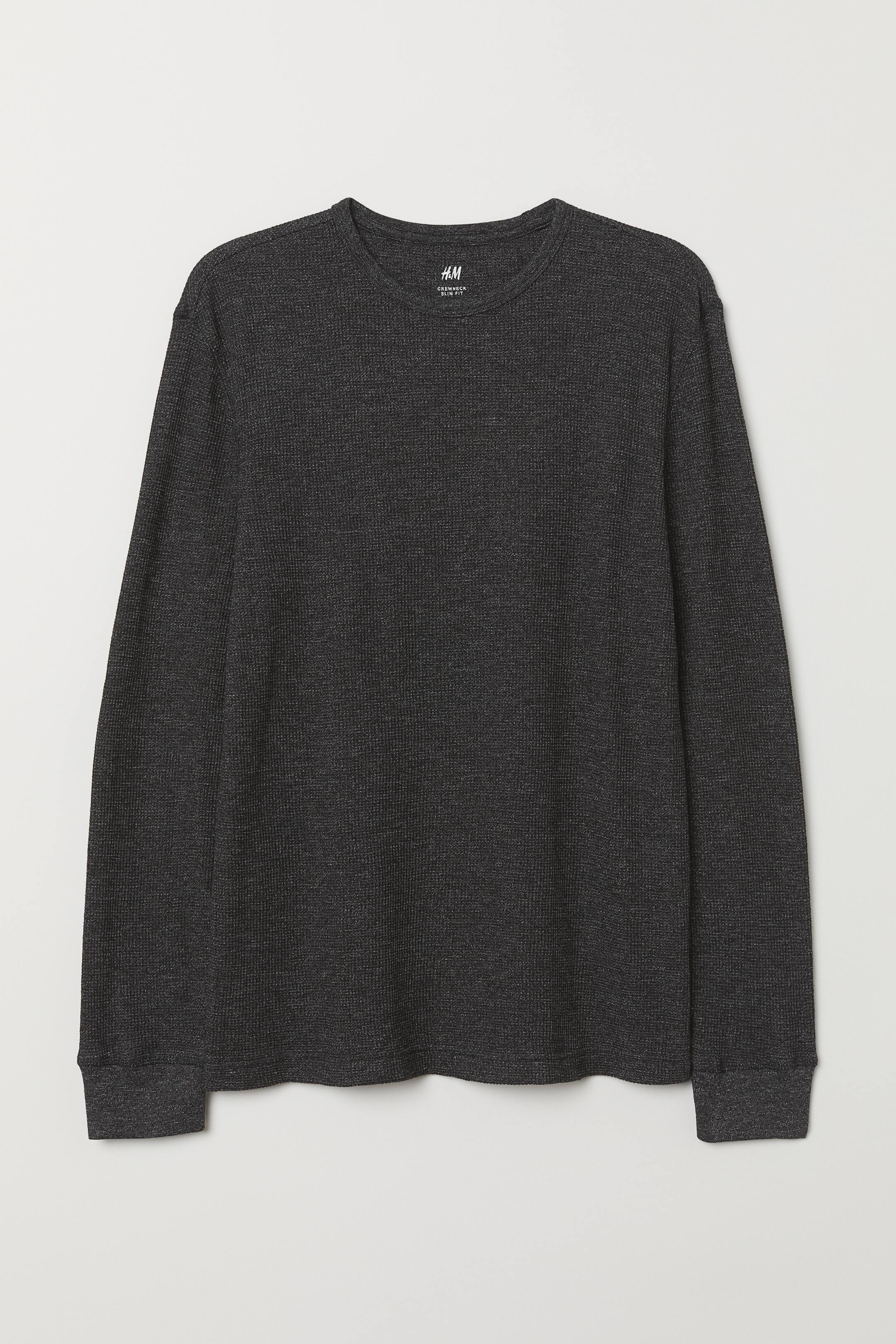 查看大圖: 華夫格上衣 - 混黑色 - Men | H&M 1