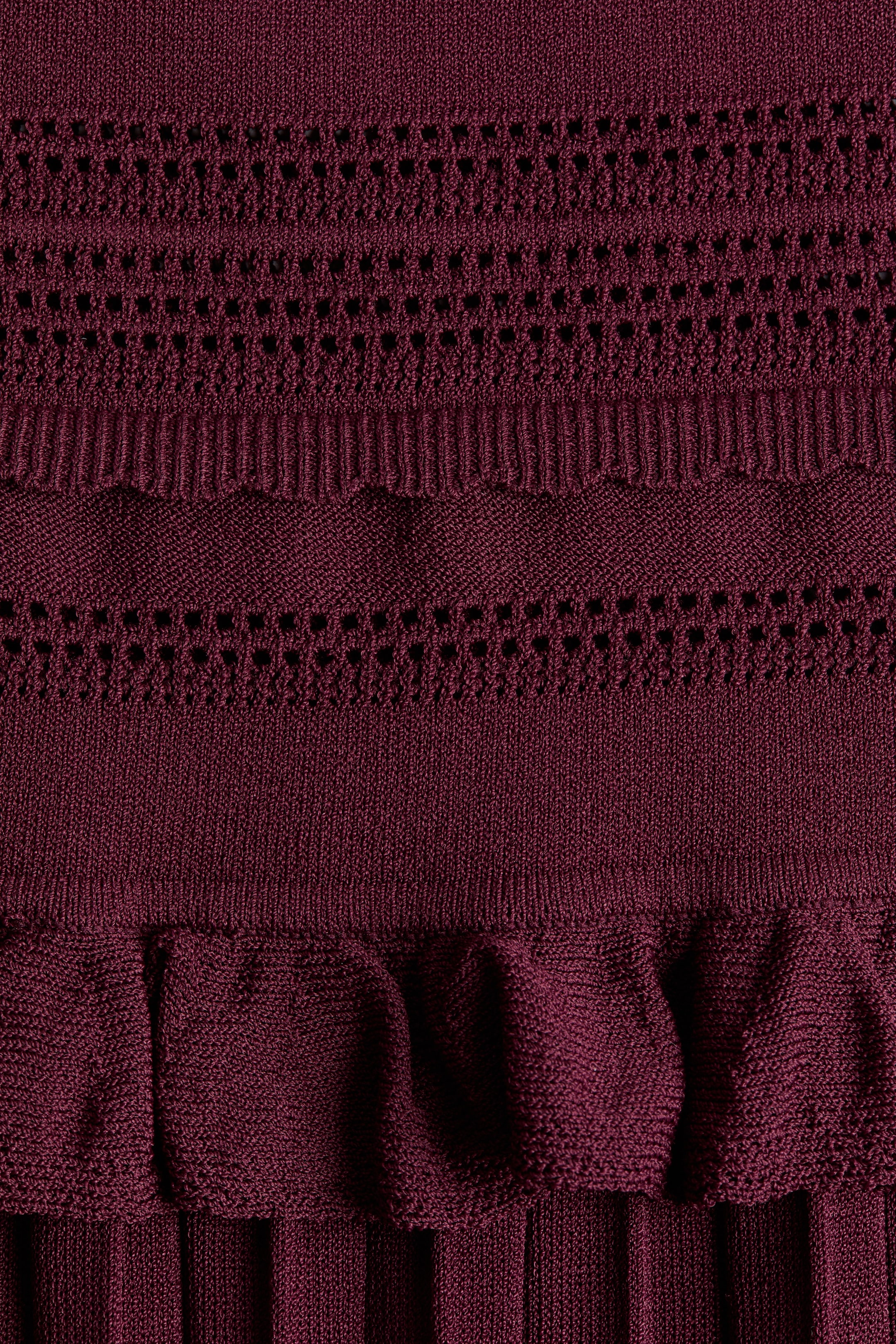 Women's Burgundy Pleated pointelle-knit skirt | H&M IE
