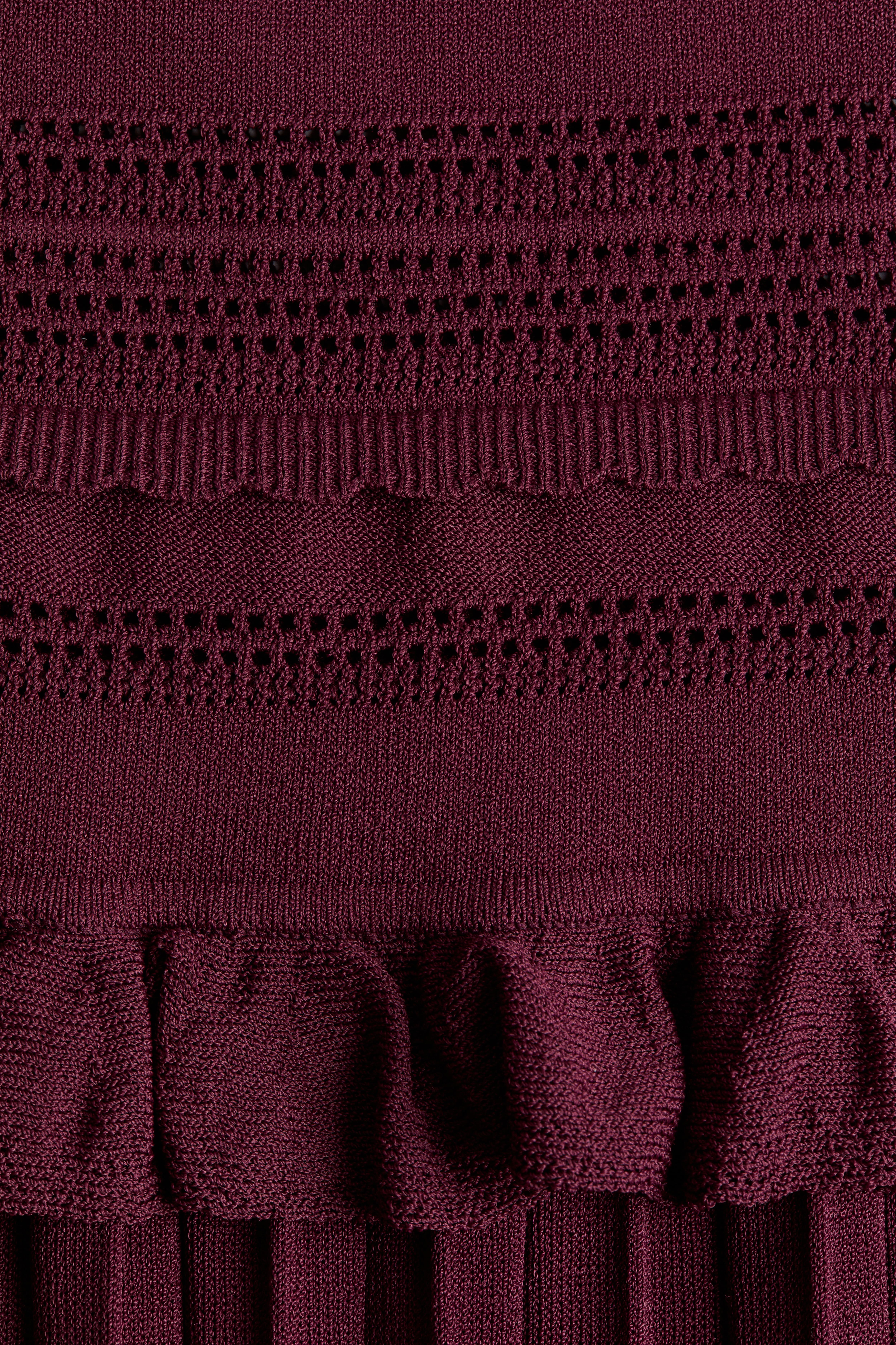 Pleated Pointelle-Knit Skirt