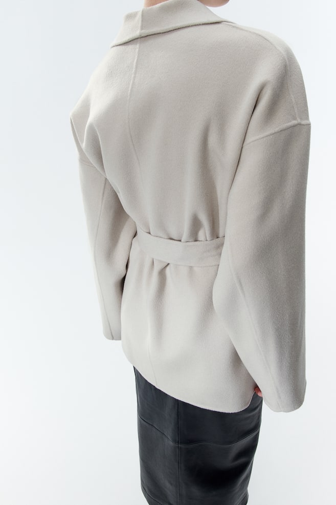 Tie-belt wool coat - Dark grey - 5