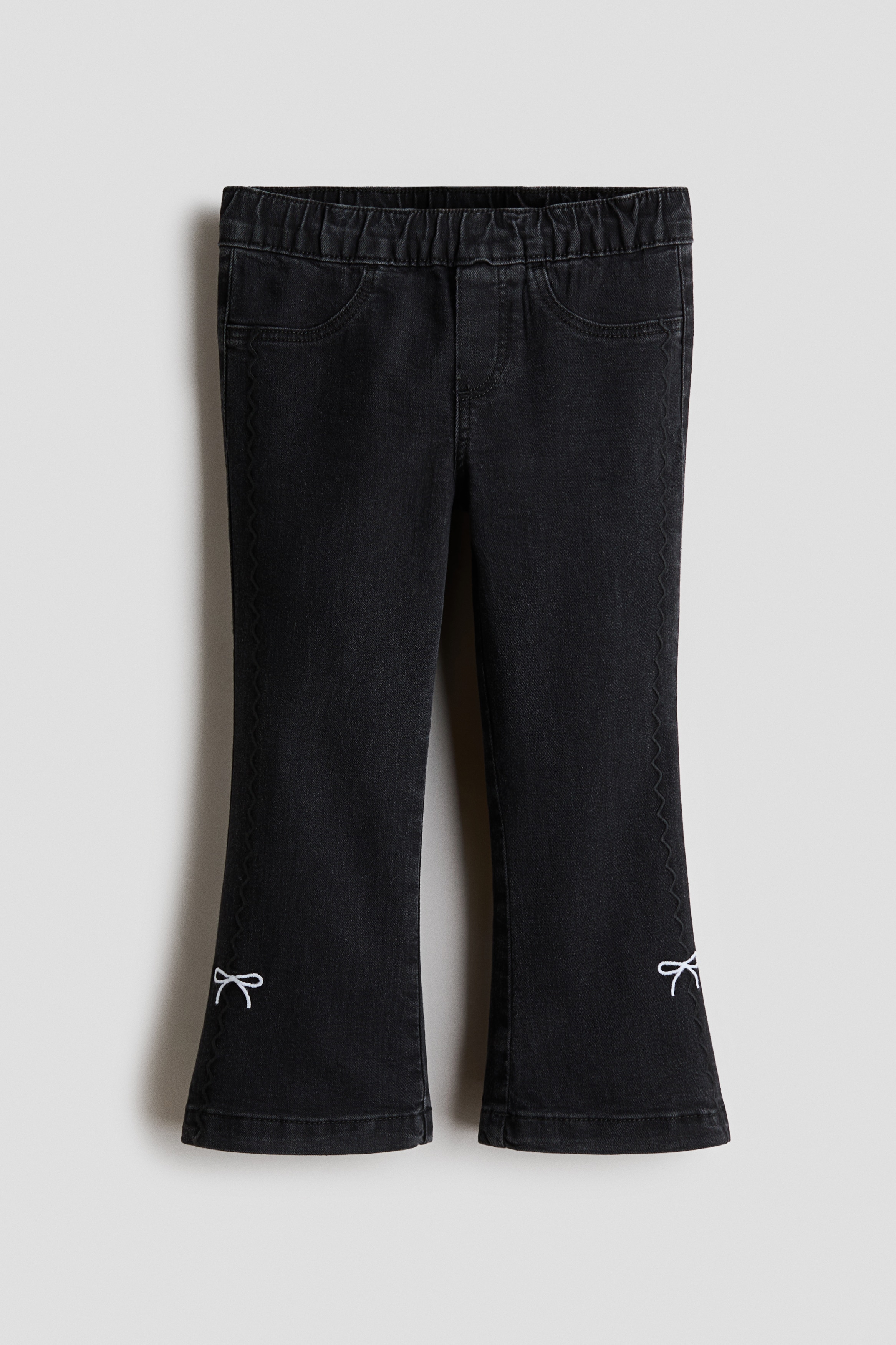 Embroidery-detail flared jeans - Denim black/Light denim blue/Denim blue