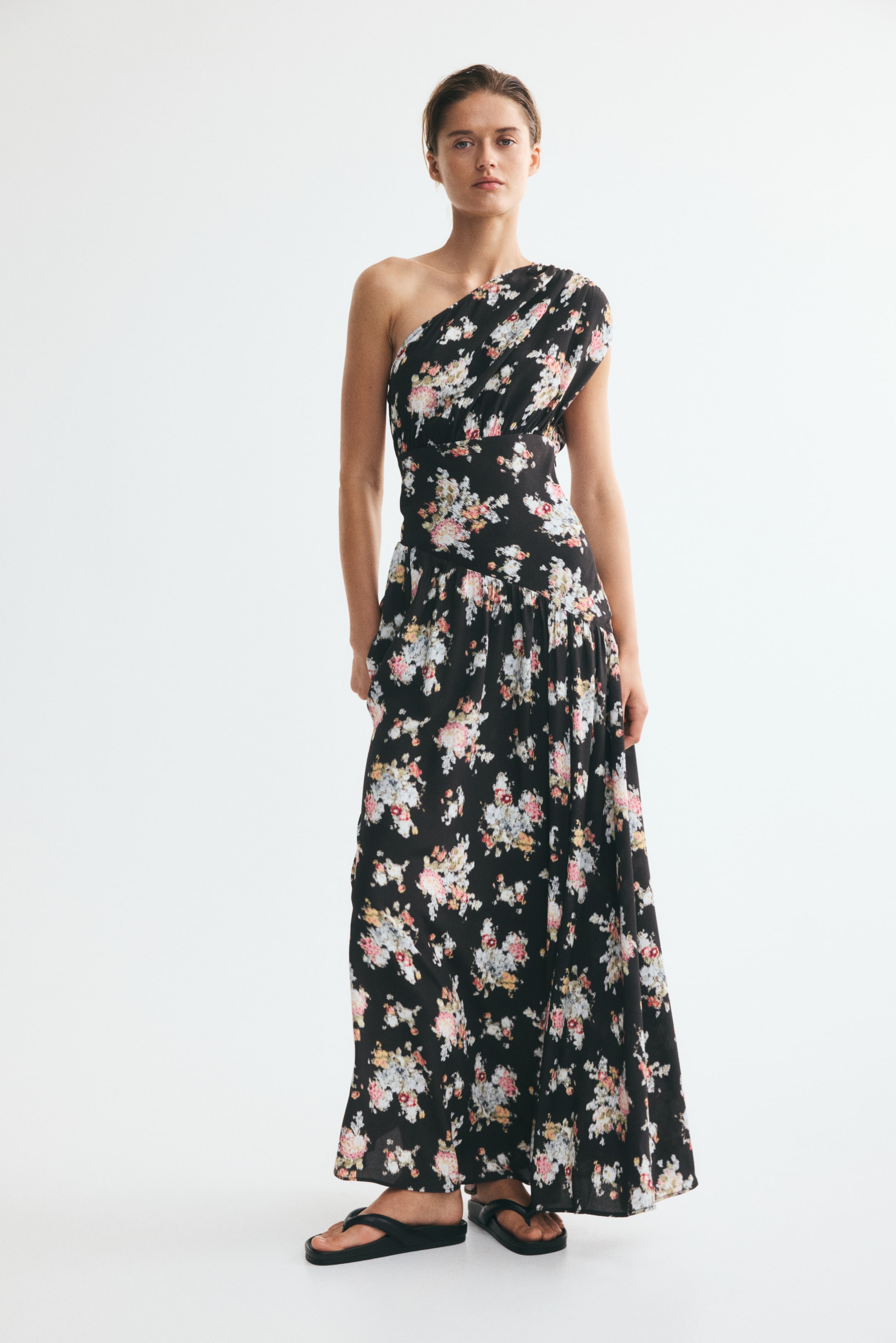 Draped One-Shoulder Dress