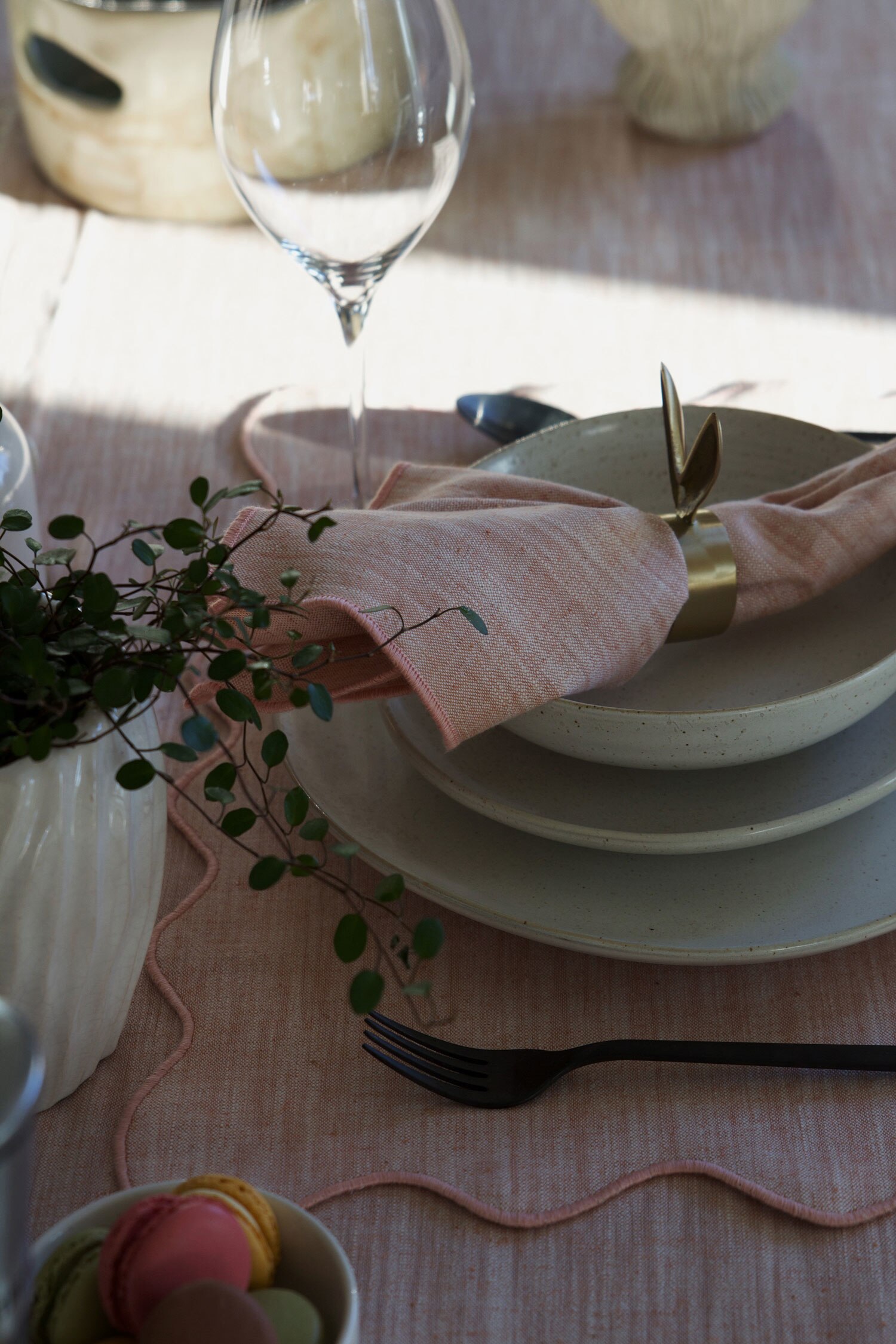 Serviette De Table Sabina 4p - Rose/Nature/Gris-noir/Beige-jaune/Beis