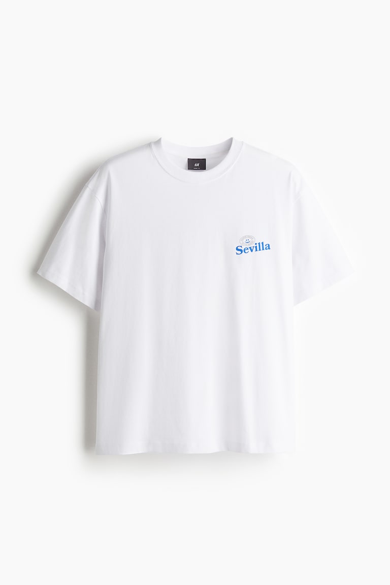 Loose Fit Printed T-shirt White/Sevilla Men H&M SG