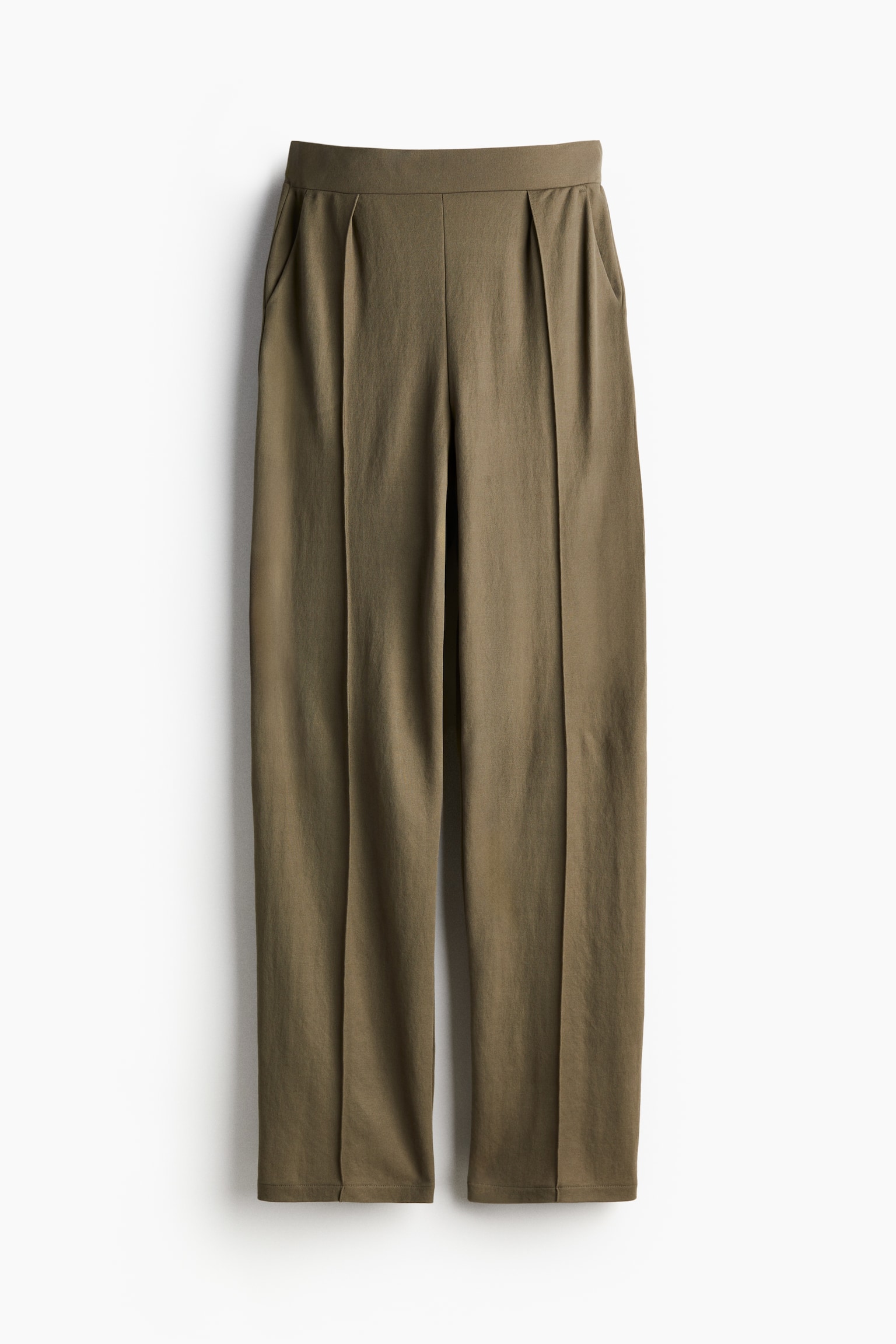 High Waist Tailored Pants - Dark khaki green/Dark grey marle/Black/Navy blue/Light beige/Dark blue/Pinstripe - 2