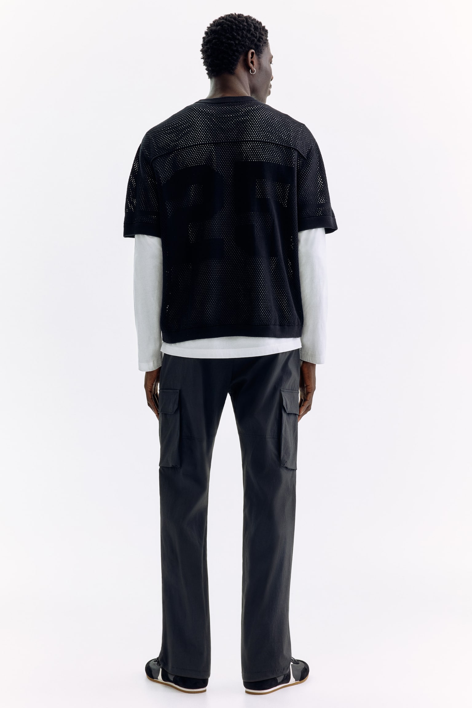 Regular Fit Nylon cargo trousers - Black/Dark grey - 5