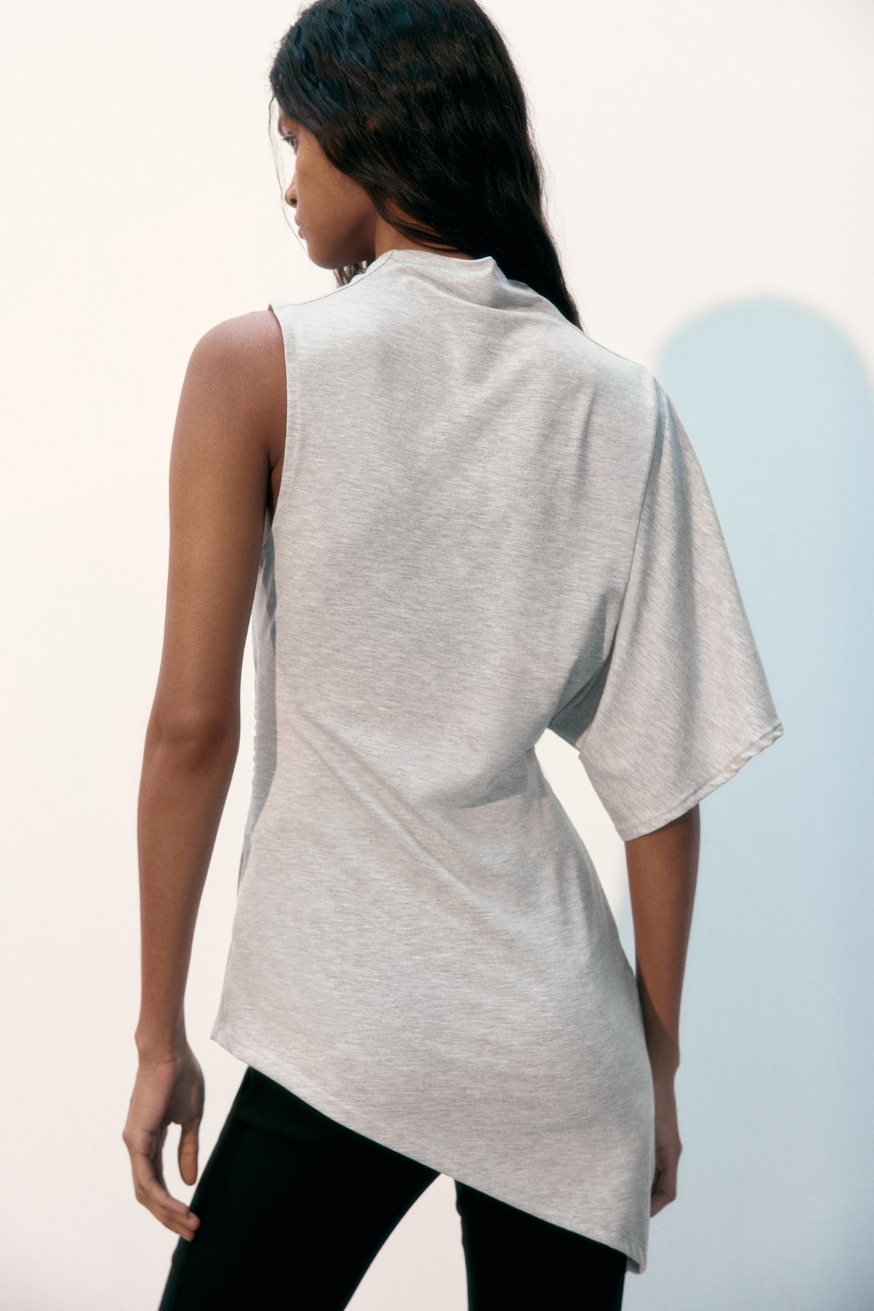 Asymmetric Mock Turtleneck Top - image 5