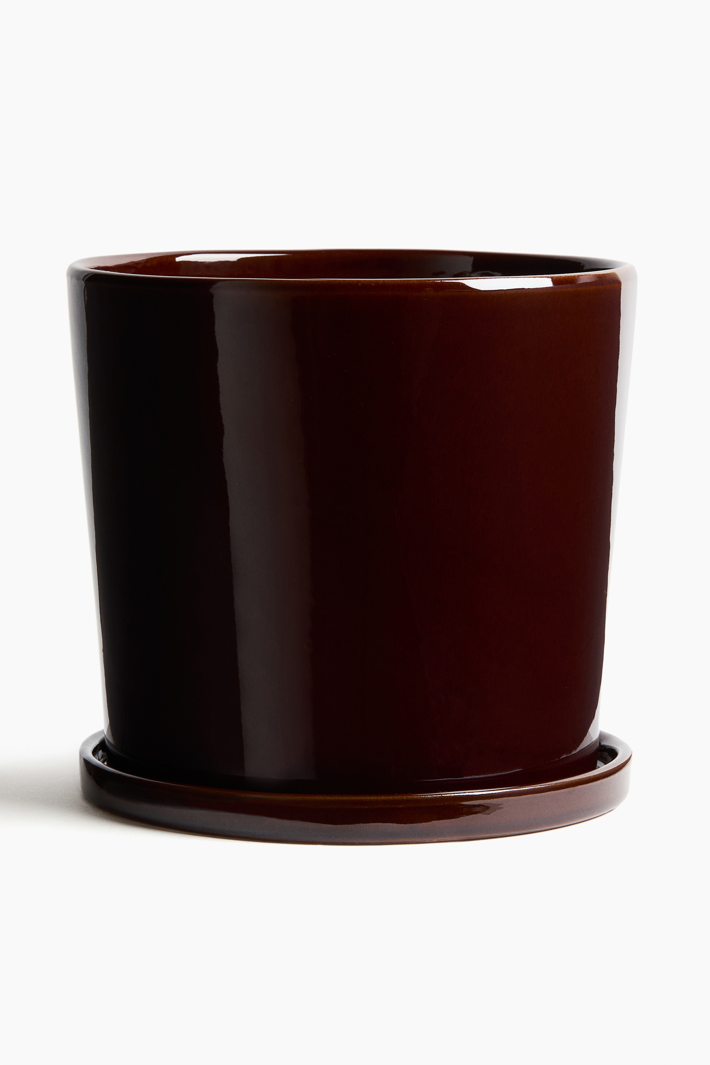 Large plant pot and saucer - Dark brown