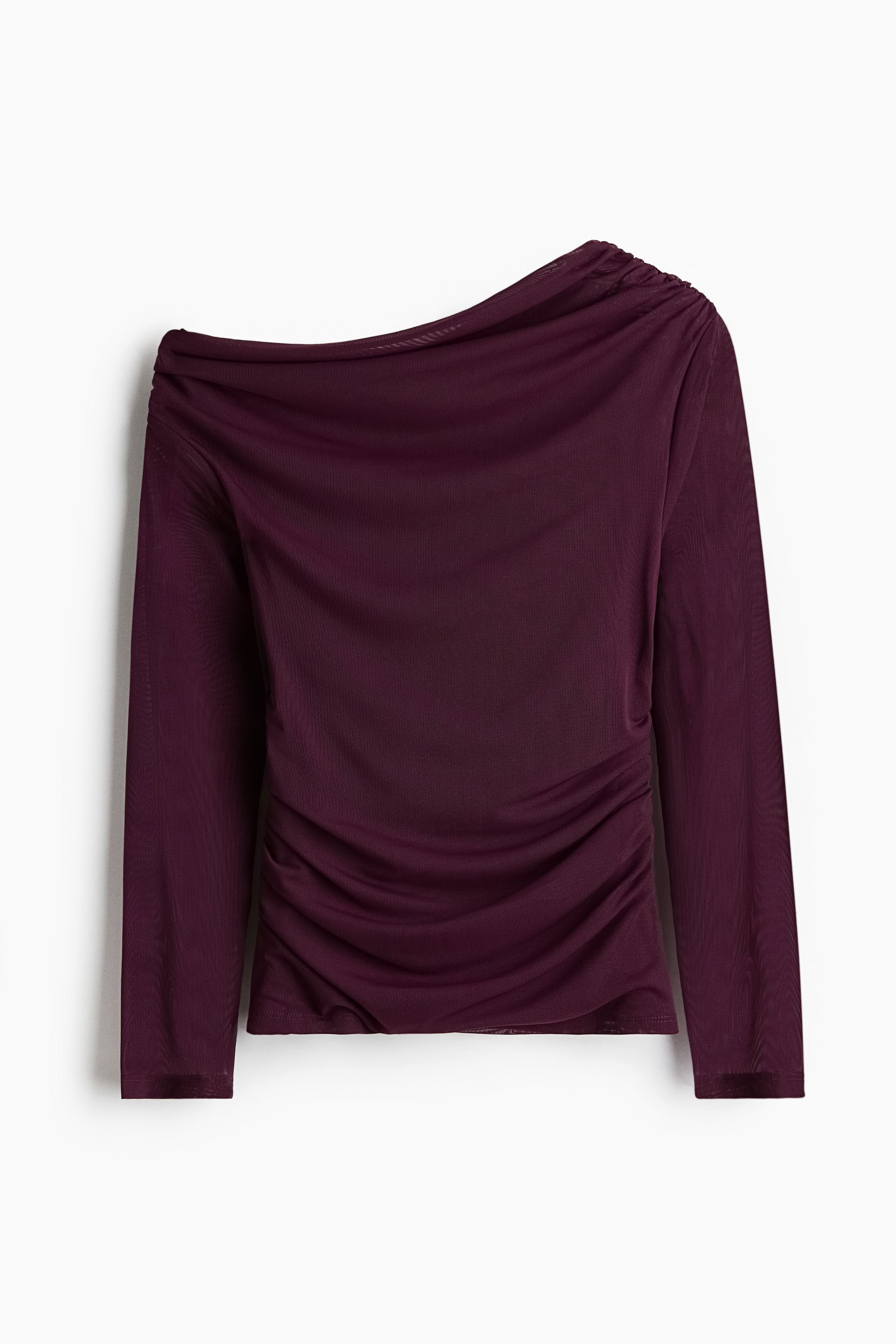 Bluză din plasă cu un umăr gol - Mov-prună închis/Negru/Taupe-închis