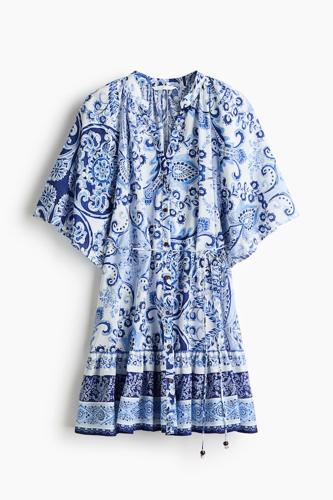 Tie-belt shirt dress - Blue/Paisley pattern/Light blue/Floral/Cream - 1