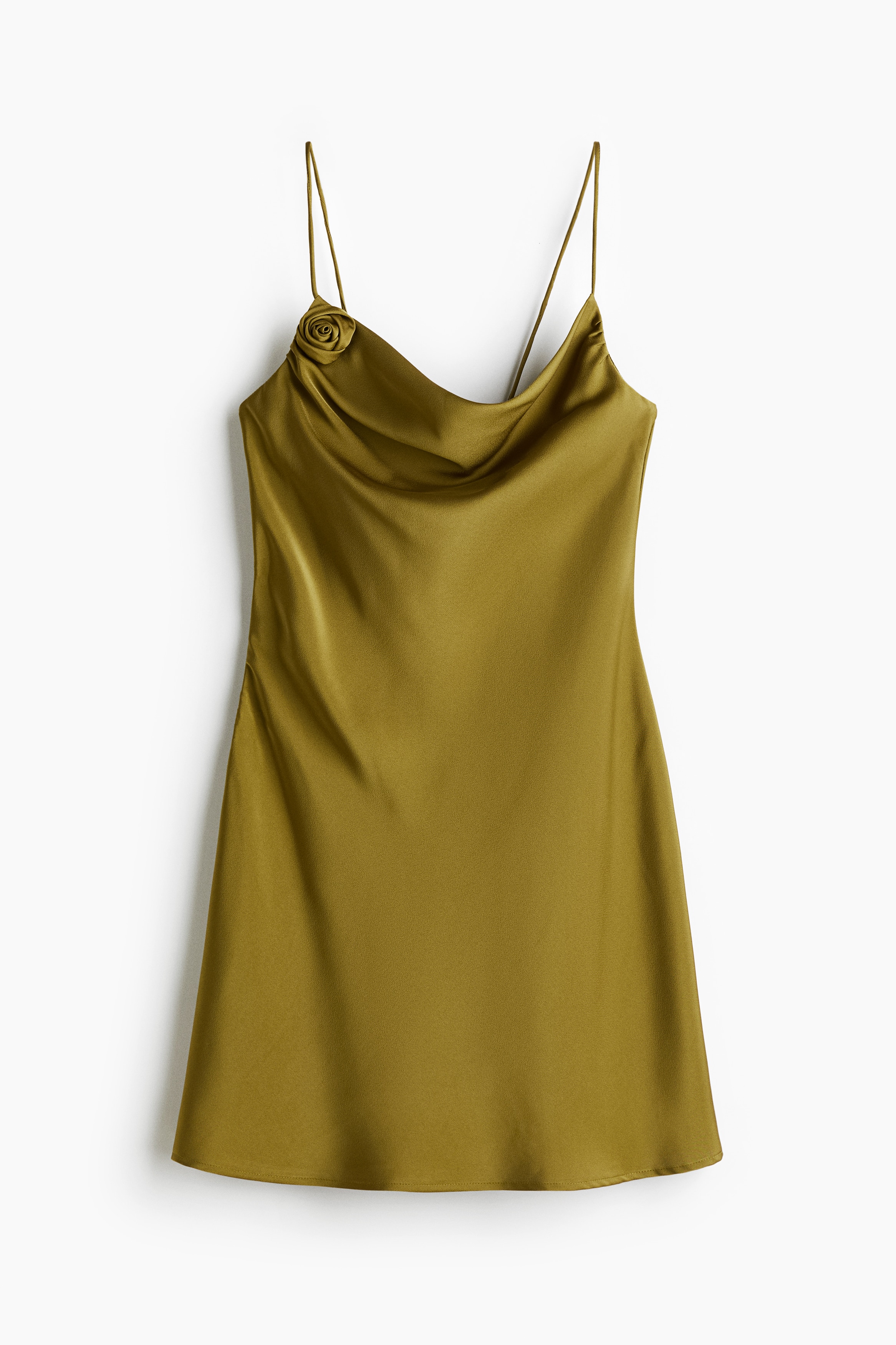 Robe combinaison en satin avec détail à nouer - Olive doré/Rose poudré