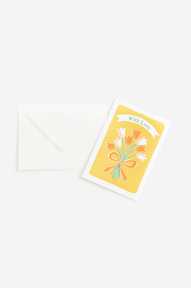 Greeting card with envelope - Yellow/Flowers/Yellow/Sunflower/White/Heart/Green/Birthday flowers/dc/dc - 1