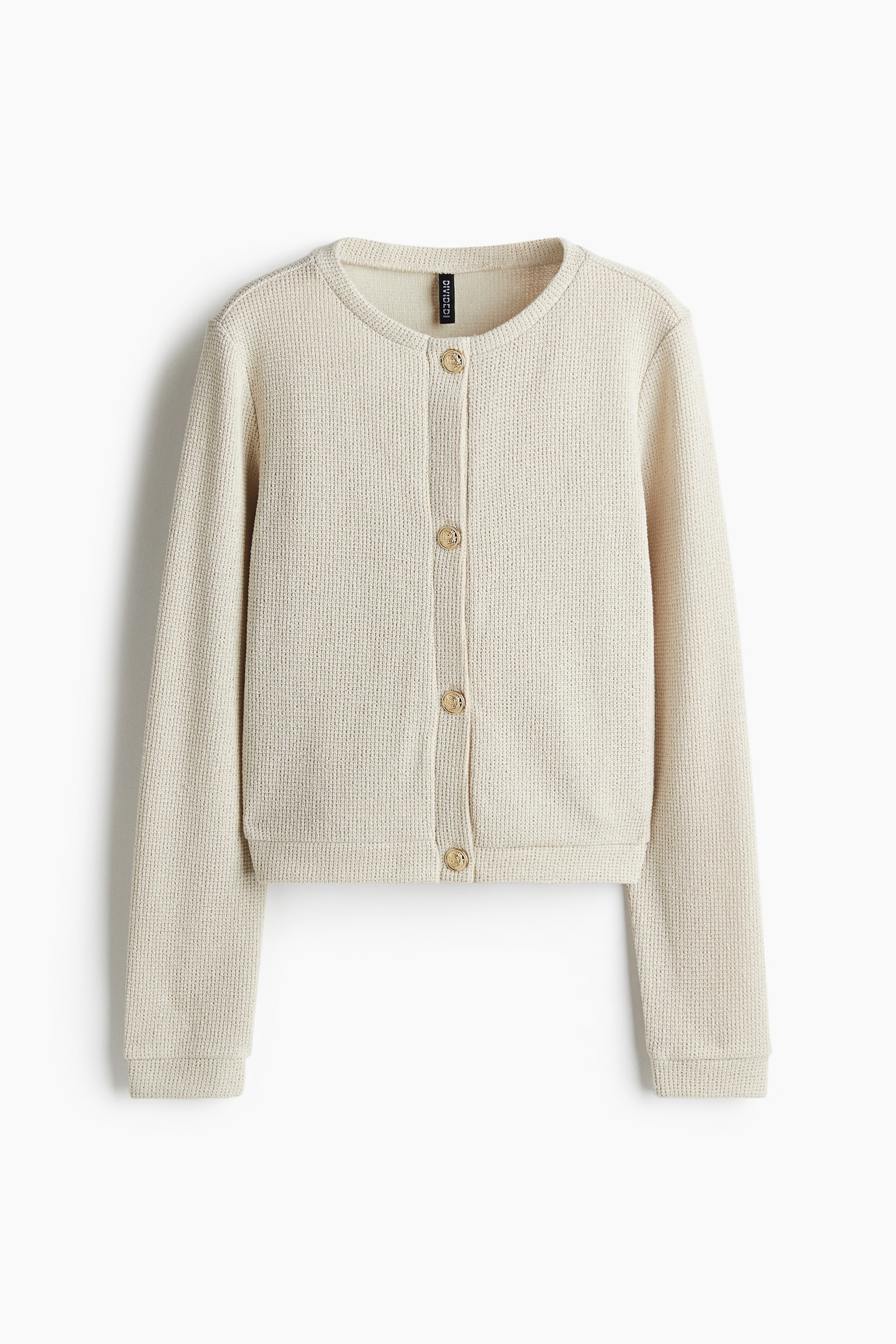 Женский кардиган H&M Textured Jersey Cardigan, цвет: Светлый бежевый — фото 1