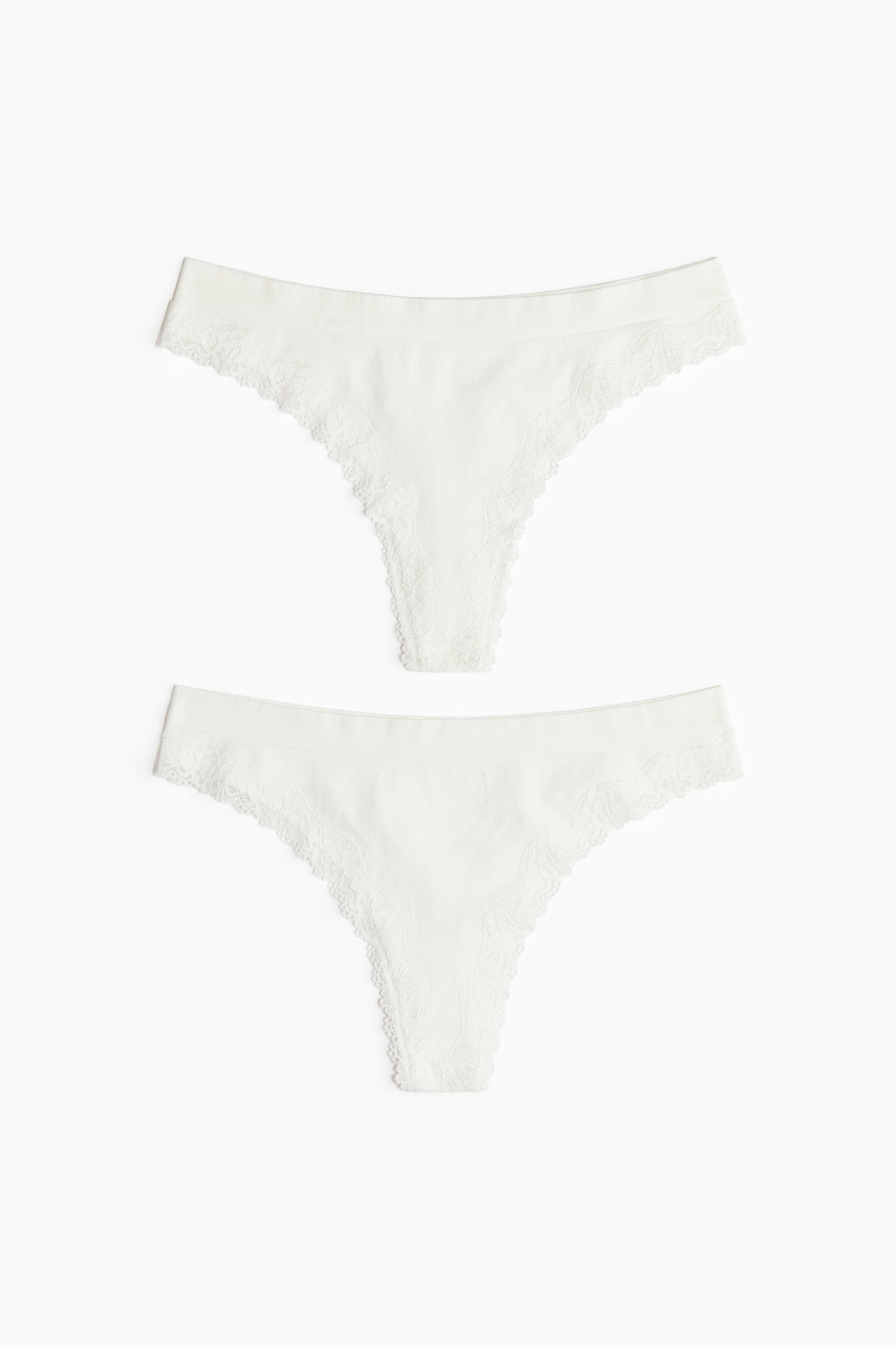 Thong seamless con bordi in pizzo 2 pezzi - Bianco/Azzurro