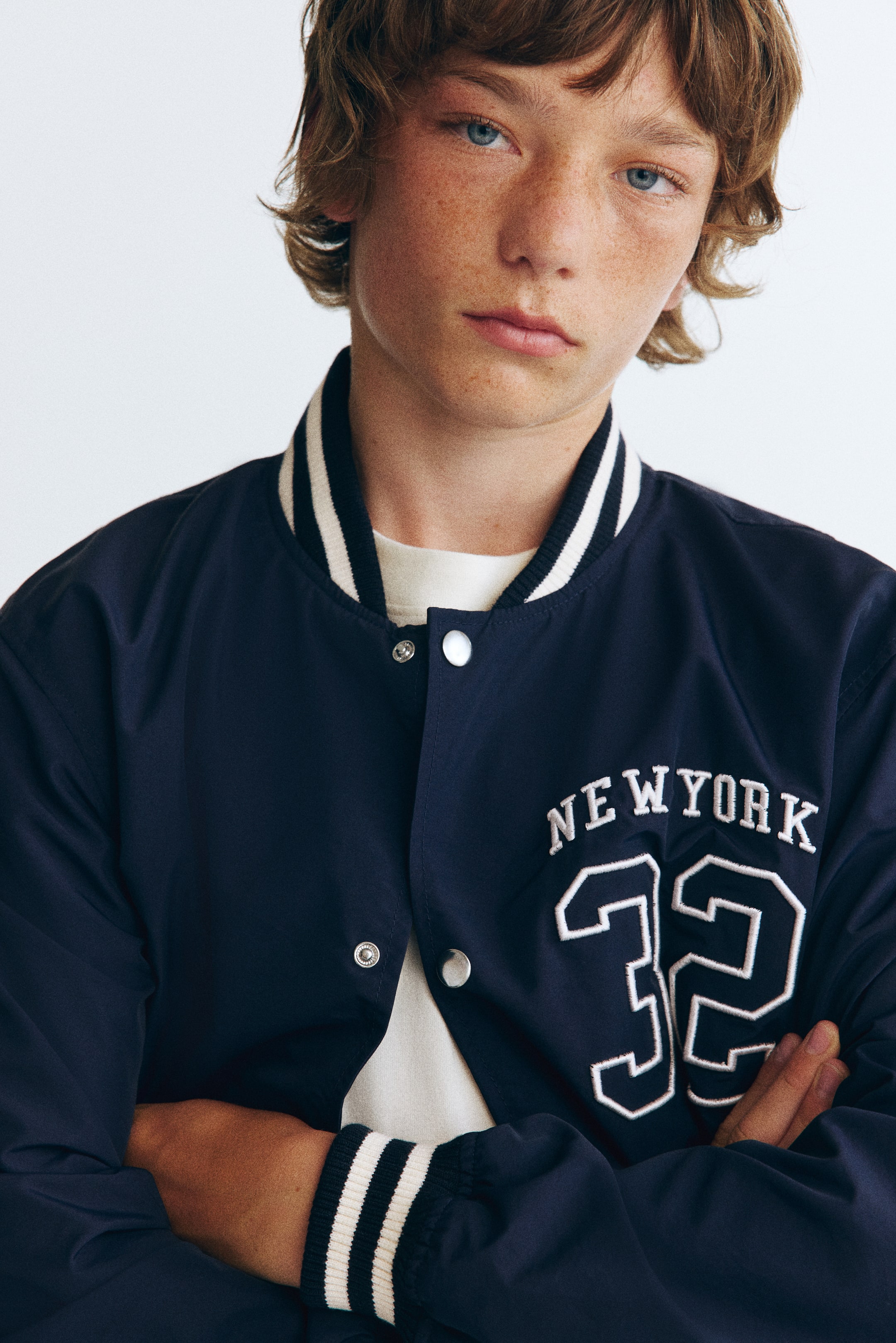 Motif-Detail Baseball Jacket