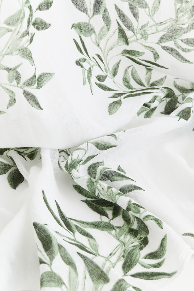 2-pack linen-blend curtain lengths - White/Leaves - 4