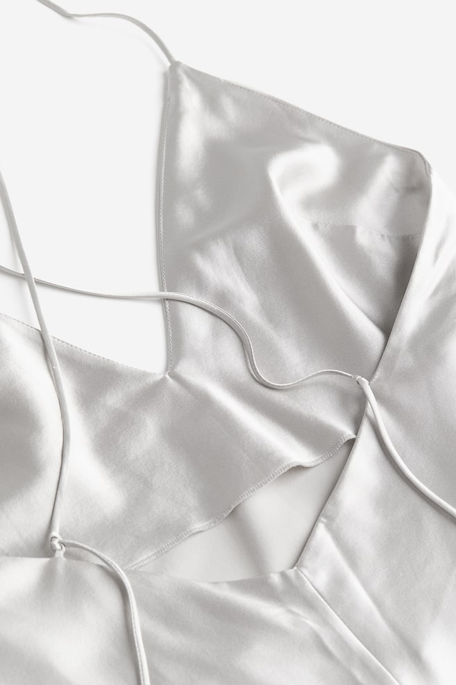 Silk slip dress - Light grey - 5