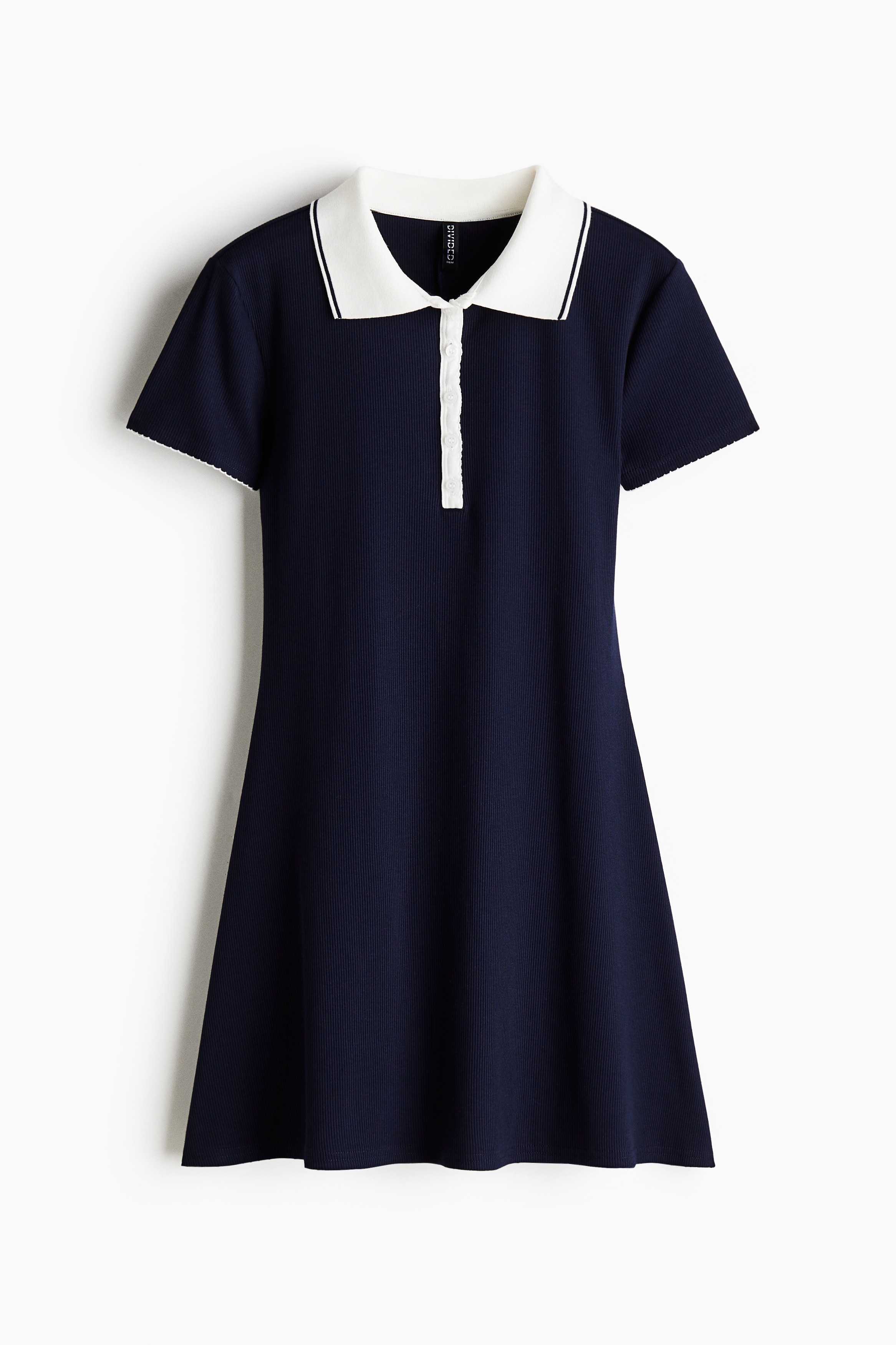 Flared Skirt Polo Dress - Navy blue/Burgundy