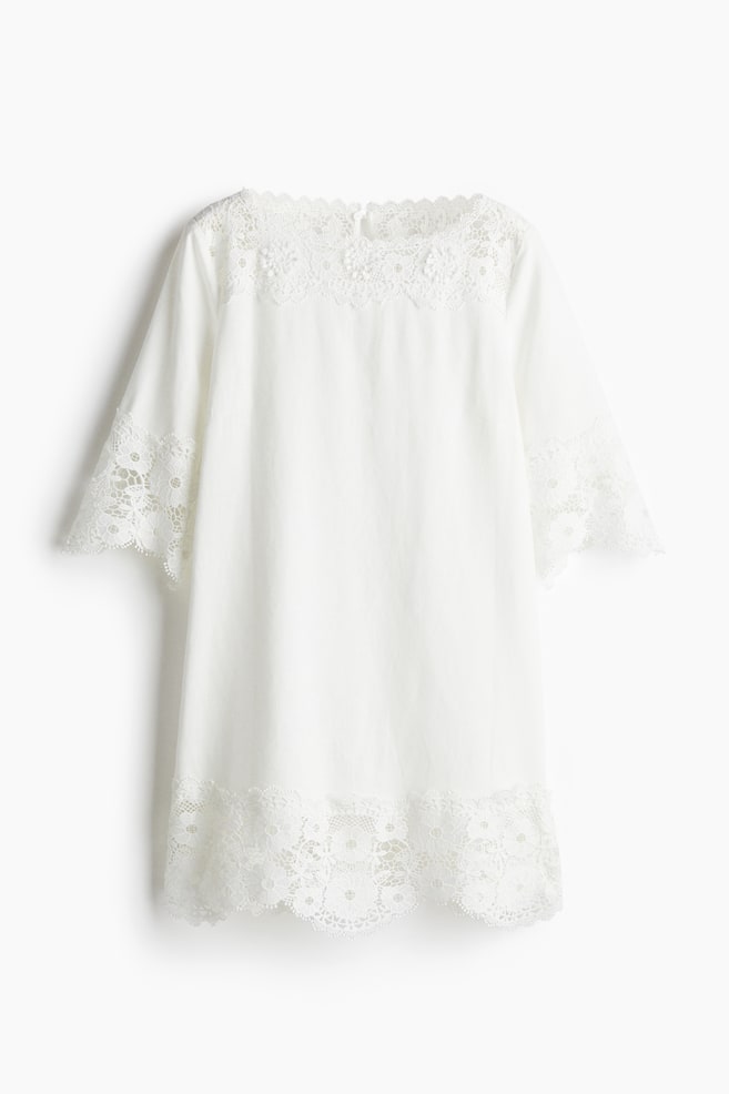 Lace-detail dress - White - 1