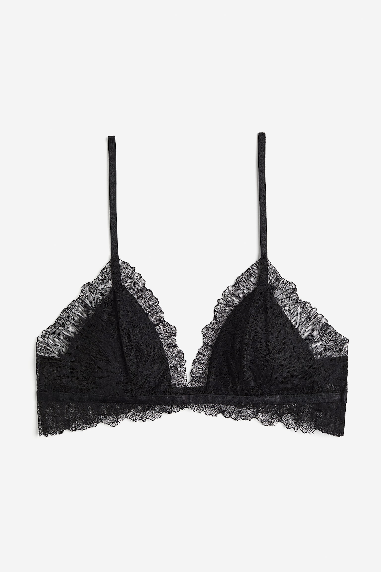 Padded lace soft bra - Black/White - 1