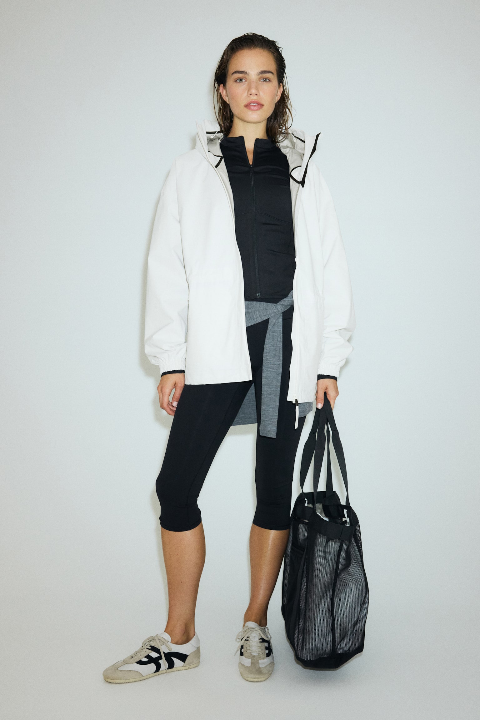 Rain jacket with StormMove™ - White/Black/Beige - 8