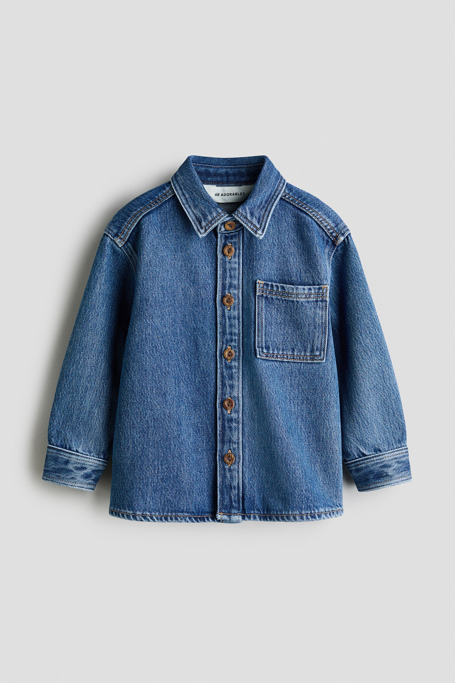 Детская рубашка H&M Denim Overshirt, цвет: Джинсовый синий — фото 1