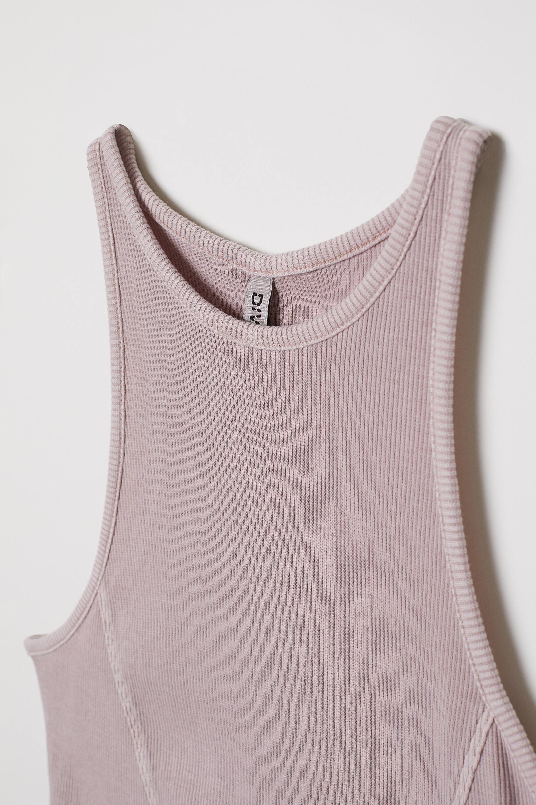Débardeur côtelé en soie mélangée - Marron foncé - FEMME | H&M FR