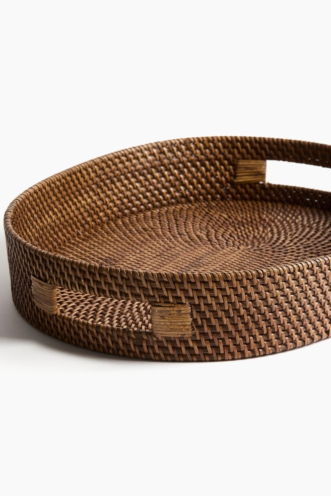 Oval Rattan Tray - Brown - 4