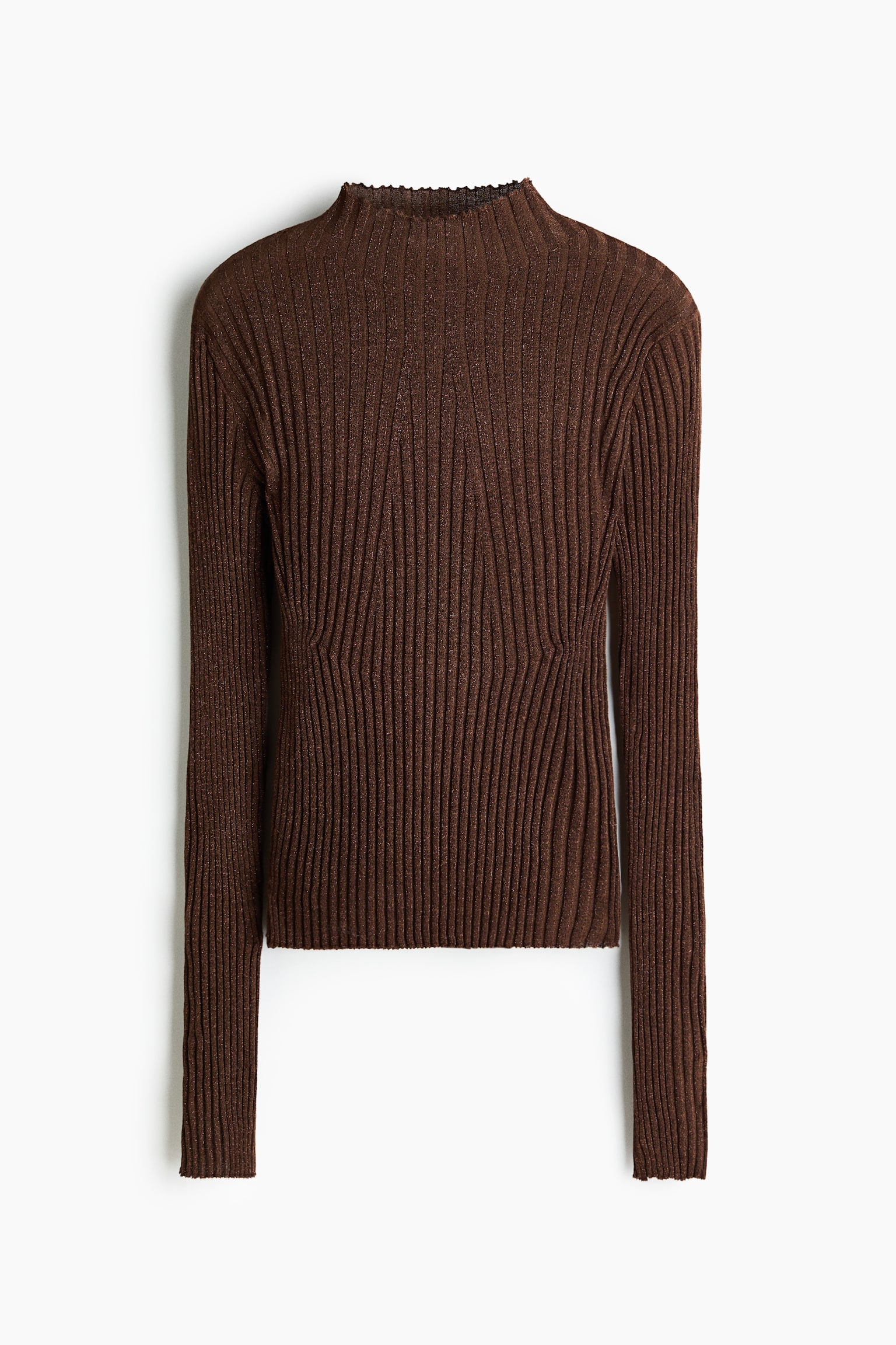 Glittery turtleneck top - Dark brown