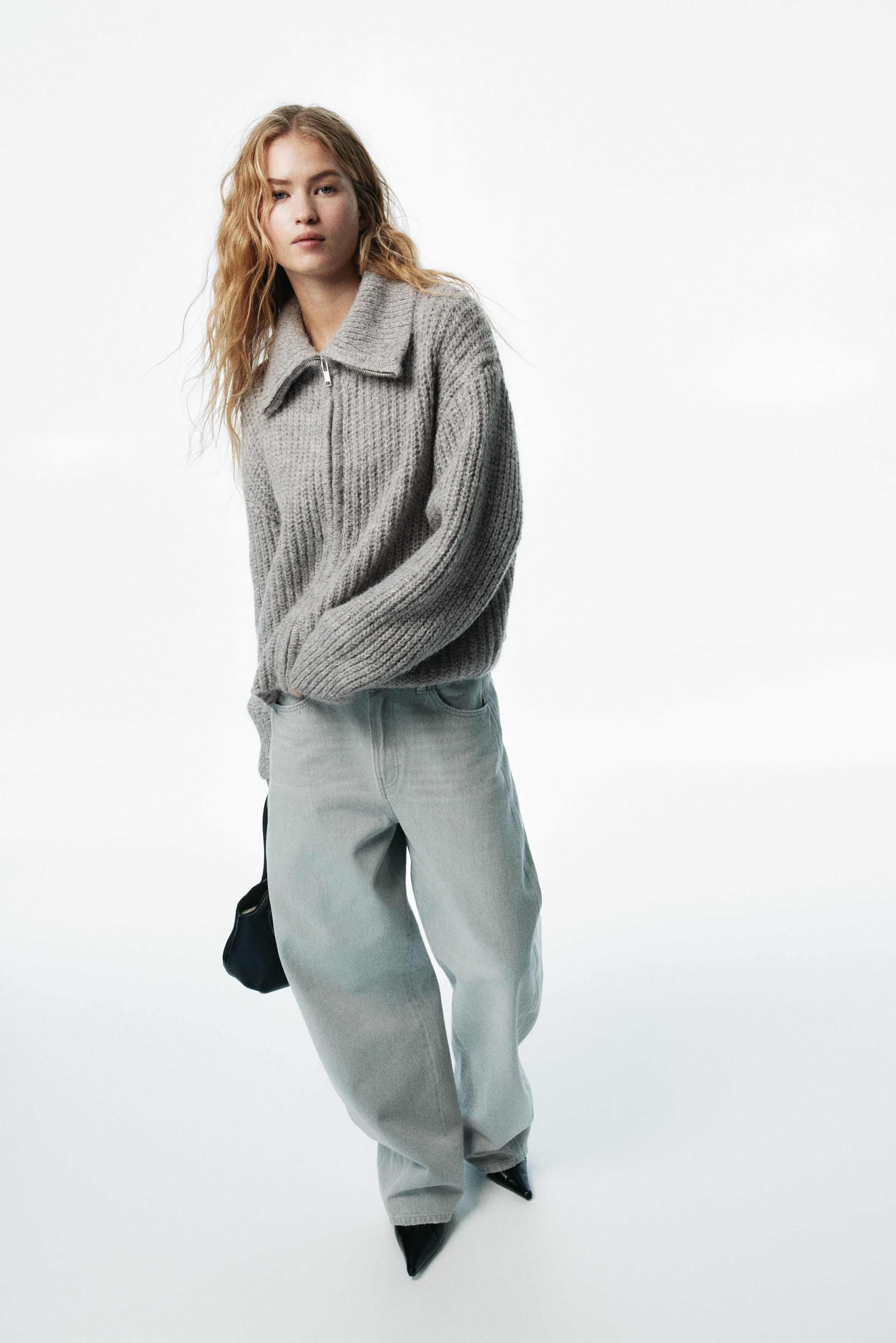 Women's Light gray melange Cardigan with Zipper | H&M US