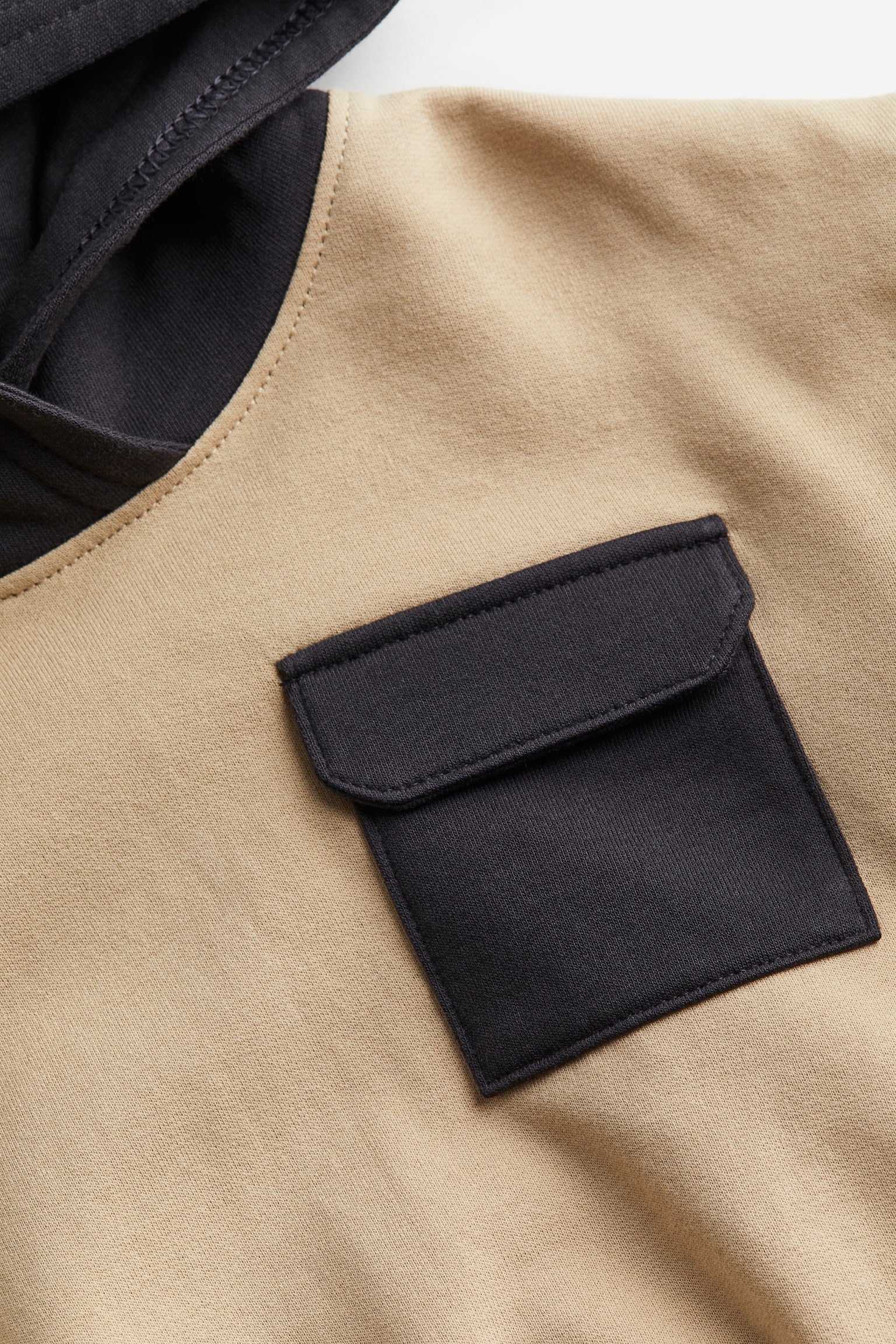 Block-coloured hoodie - Beige/Block-coloured/Light brown - 2