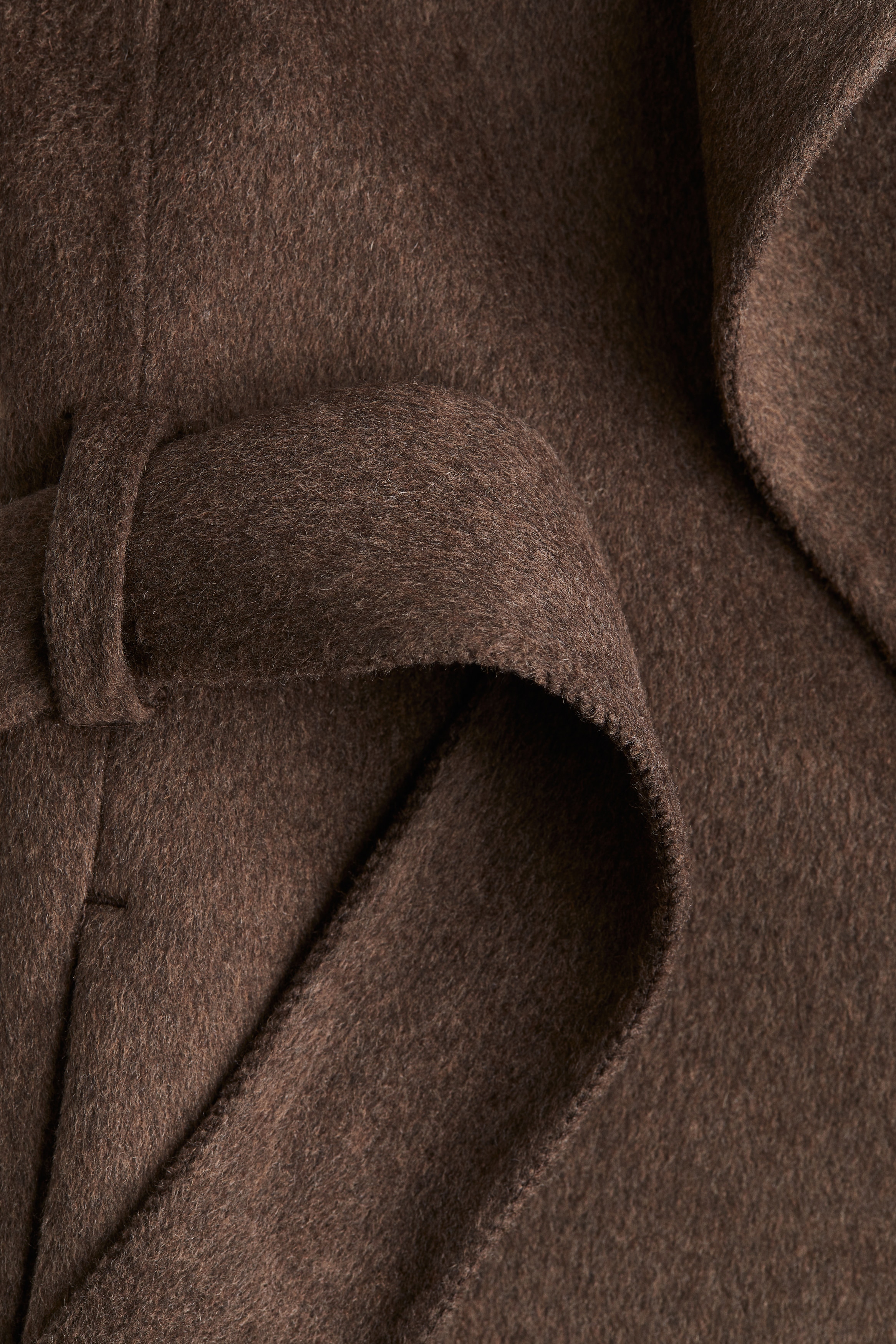 ハンドメイドウールブレンドコート - ダークブラウン