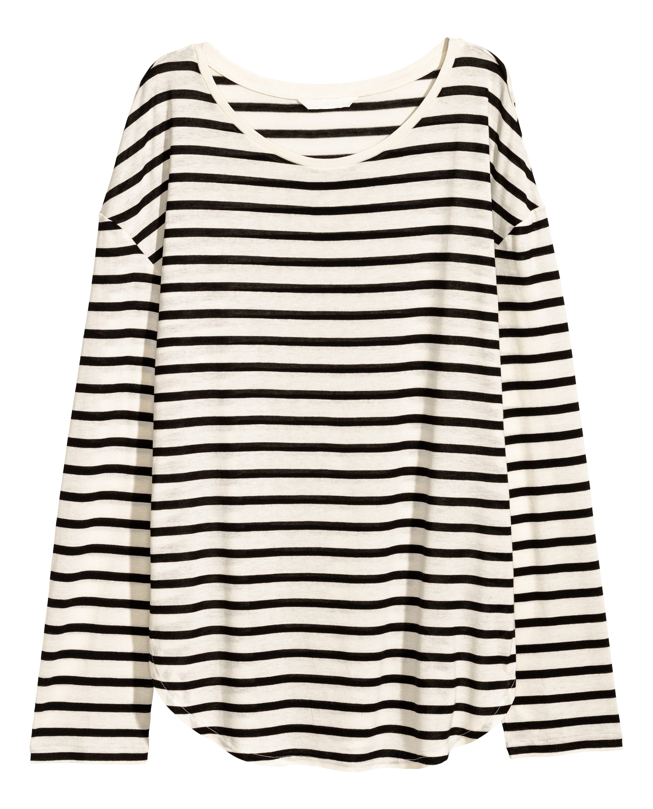 View larger image: Long-sleeved Jersey Top - White/black striped - Ladies | H&M US 1