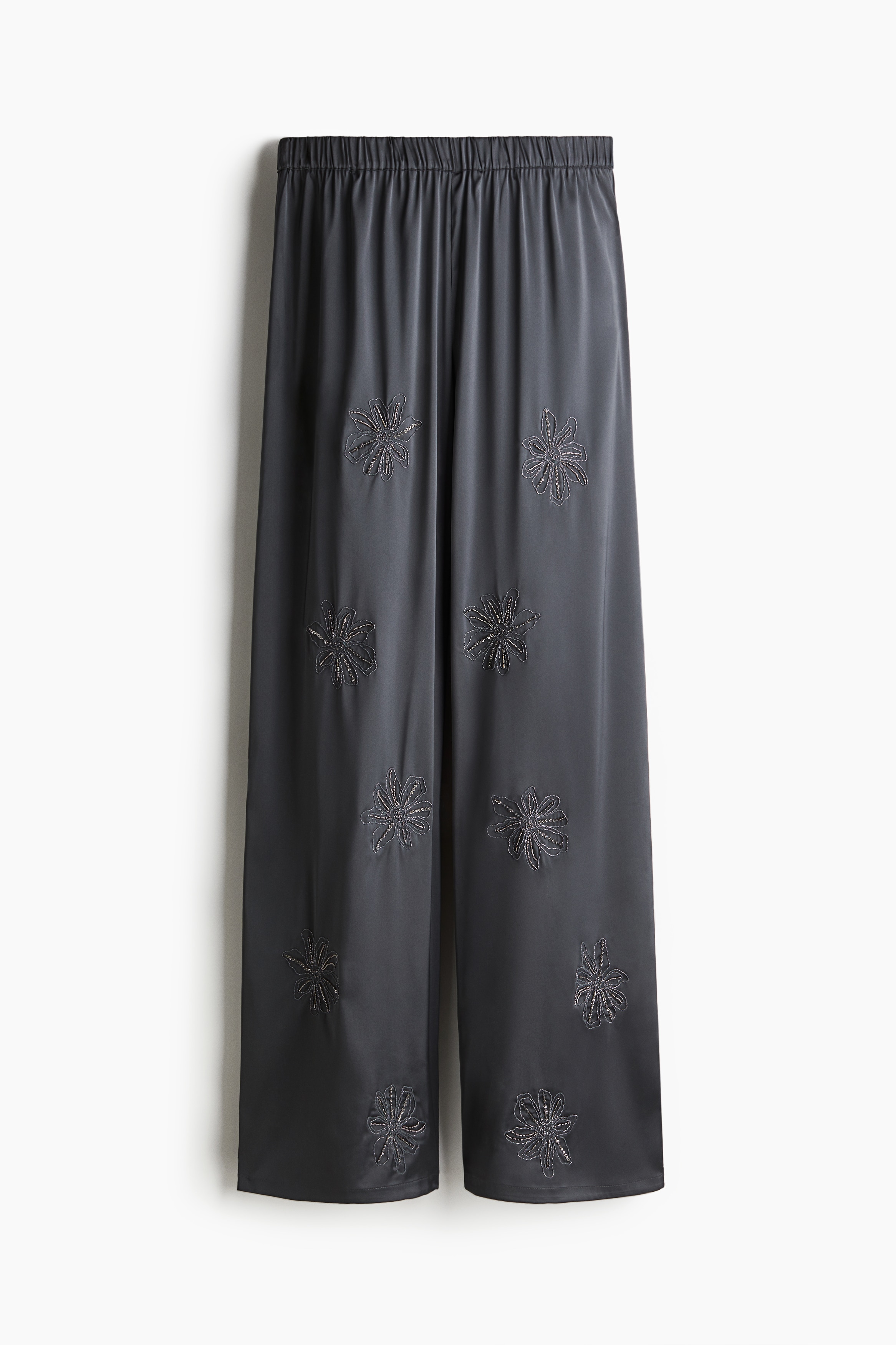 Ladies - Dark grey Embroidered trousers - Size: S  - H&M