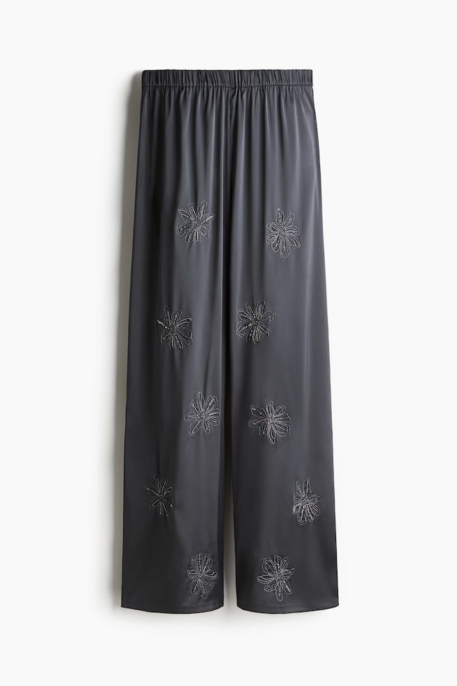 Embroidered trousers - Dark grey - 1
