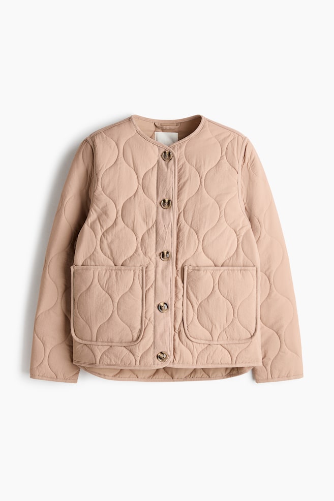 Quilted jacket - Beige/Dark brown - 1