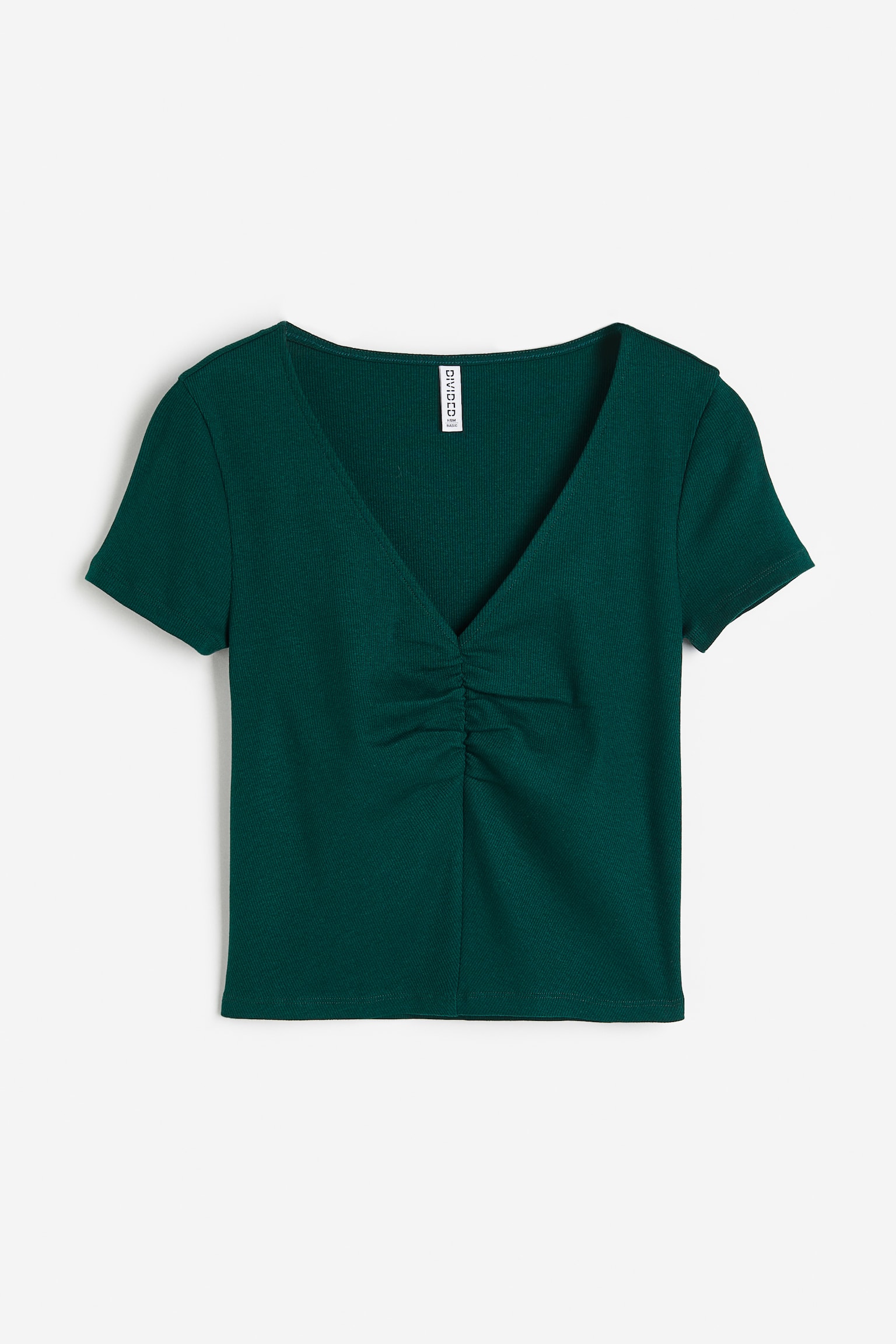 Rib Top - Dark green/Light pink