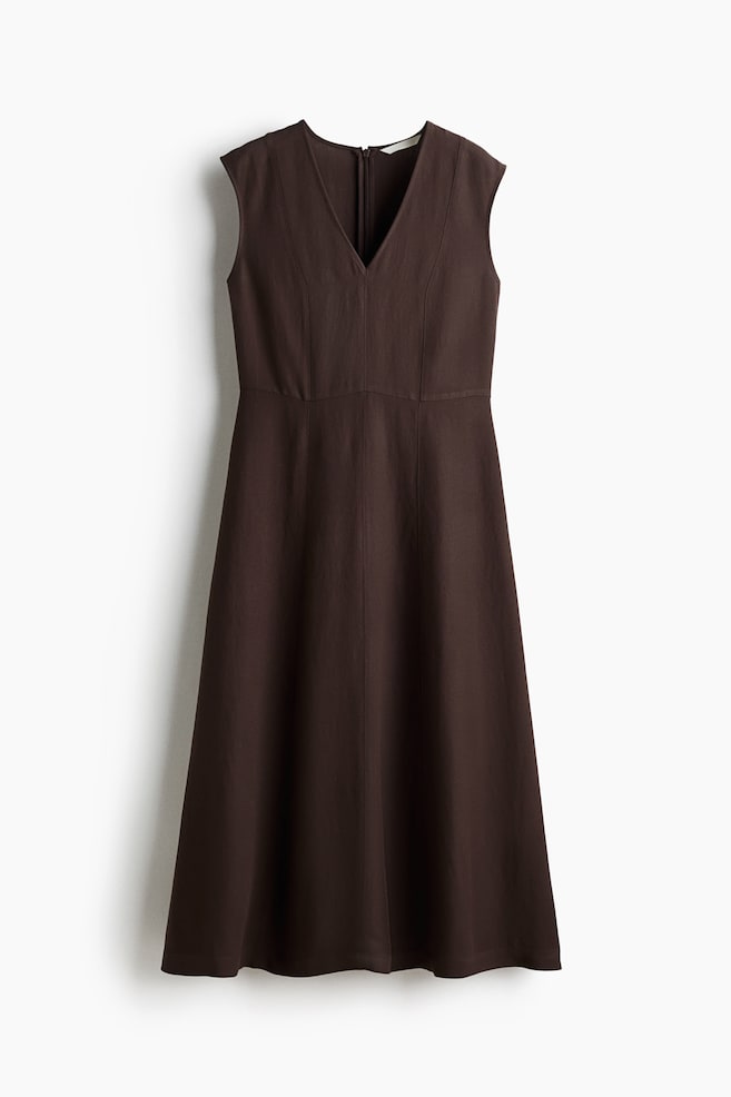 Sleeveless midi dress - Dark brown - 1