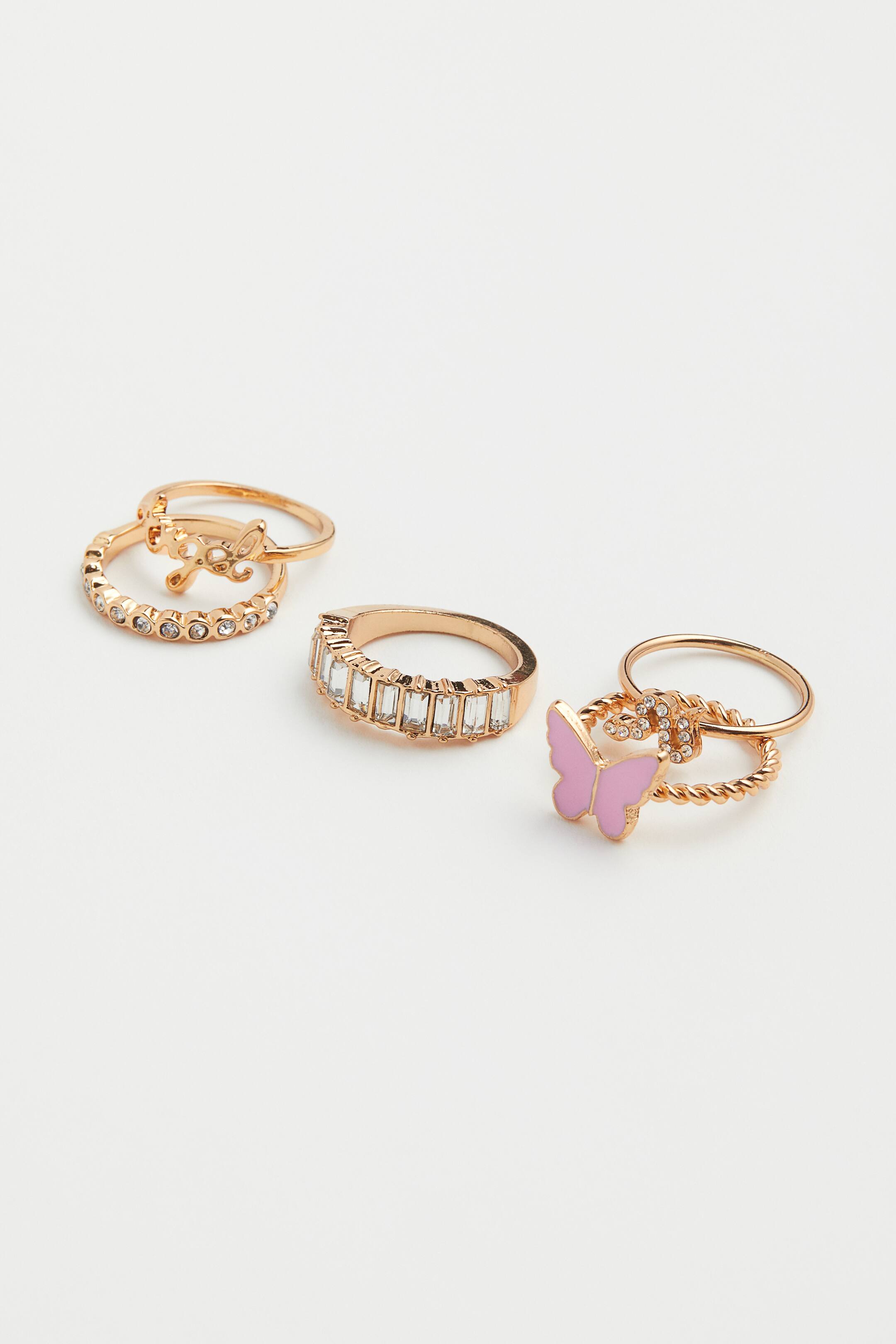 View larger image: 5-pack rings - Gold-coloured/Angel - Ladies | H&M SG 1