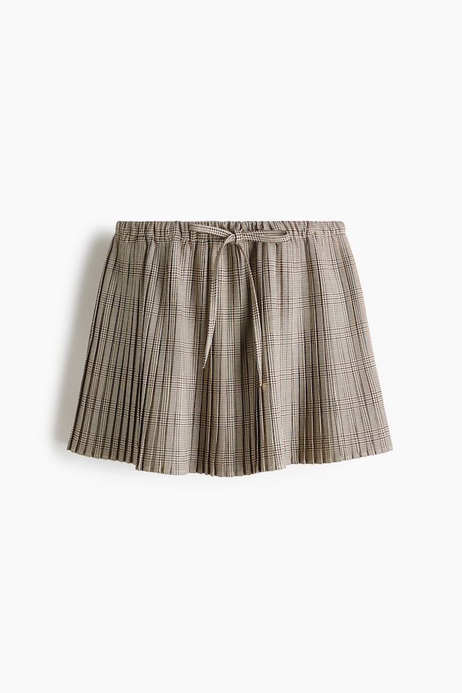 Plissierter Minirock - Beige/Kariert - 1