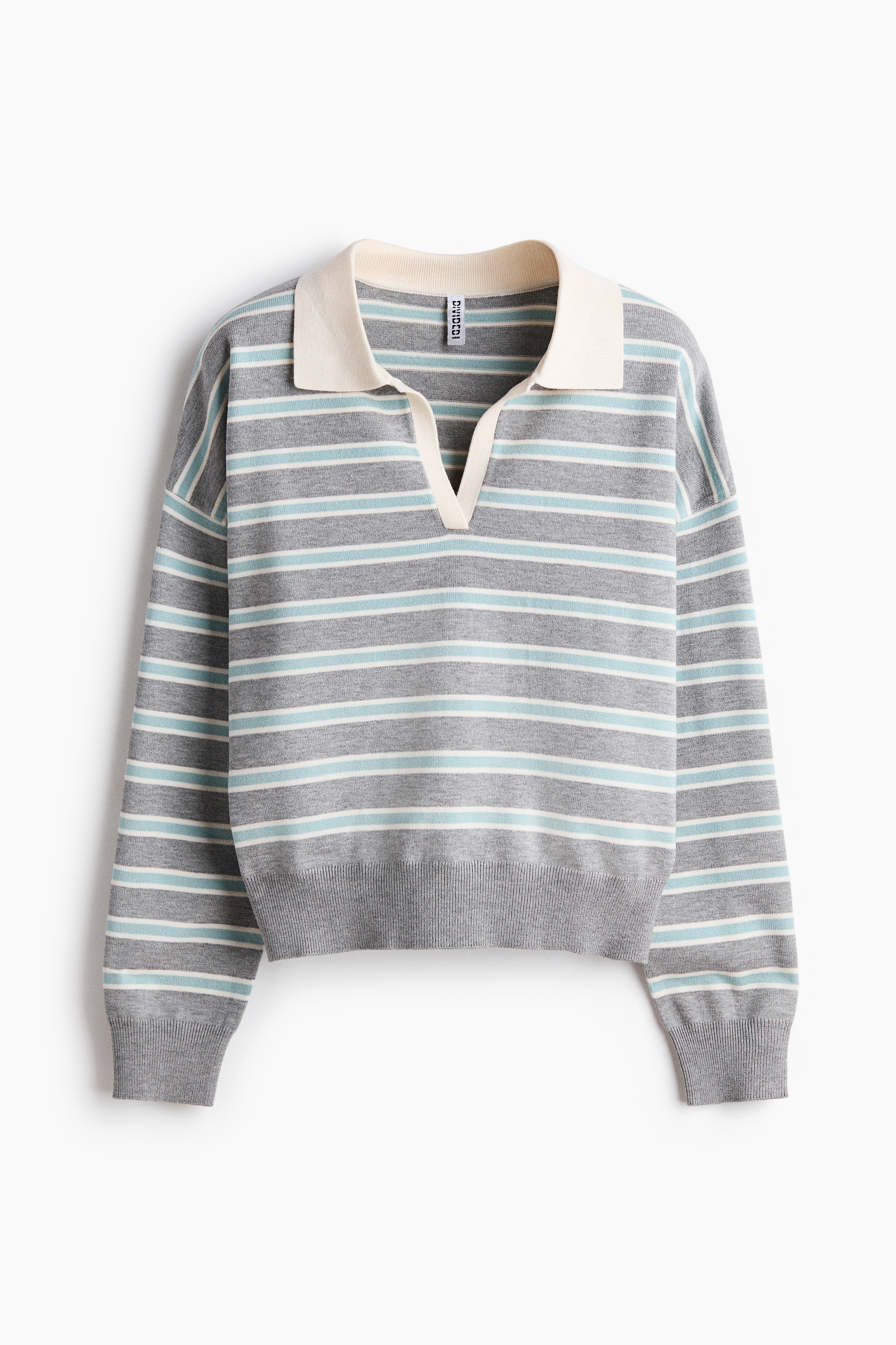 Polo in maglia sottile - Grigio chiaro mélange/righe/Azzurro/righe