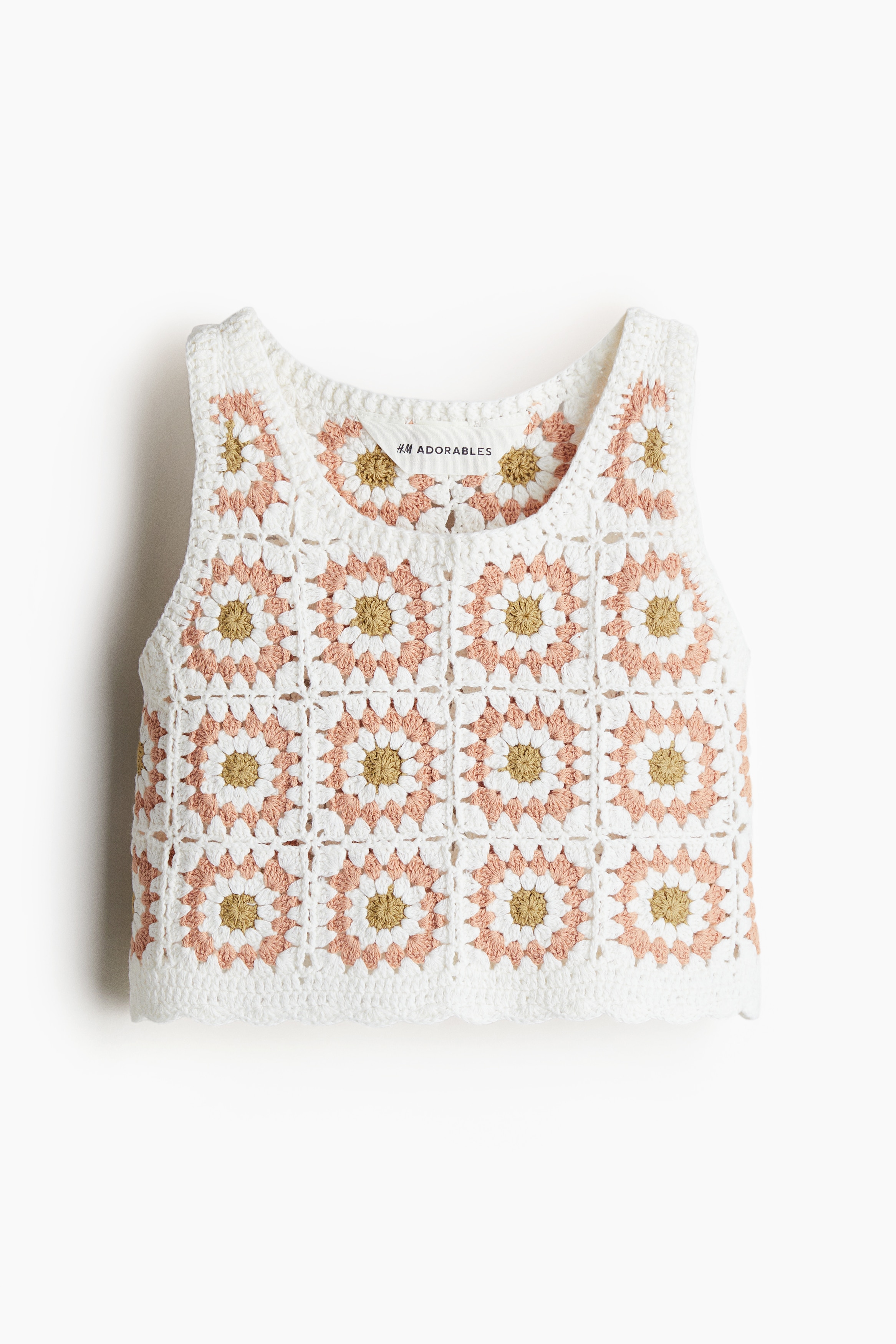 Cotton Crochet Top - White/Pattern
