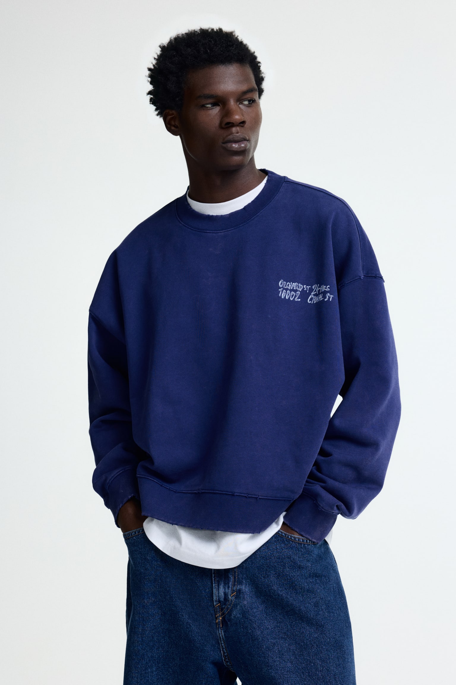 Oversized Fit Printed sweatshirt - Dark blue/Orchard St/Dark grey/Ludlow St - 1