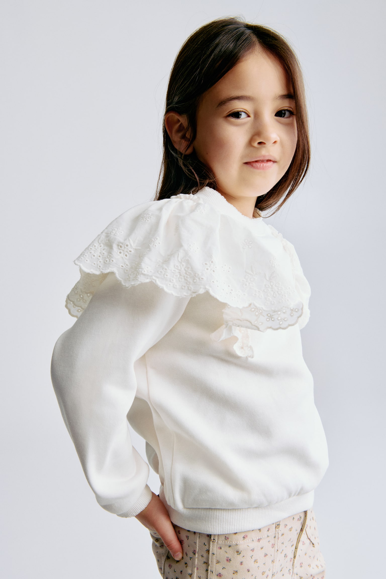 Детская толстовка H&M Ruffle-Trimmed, цвет: Белый — фото 2